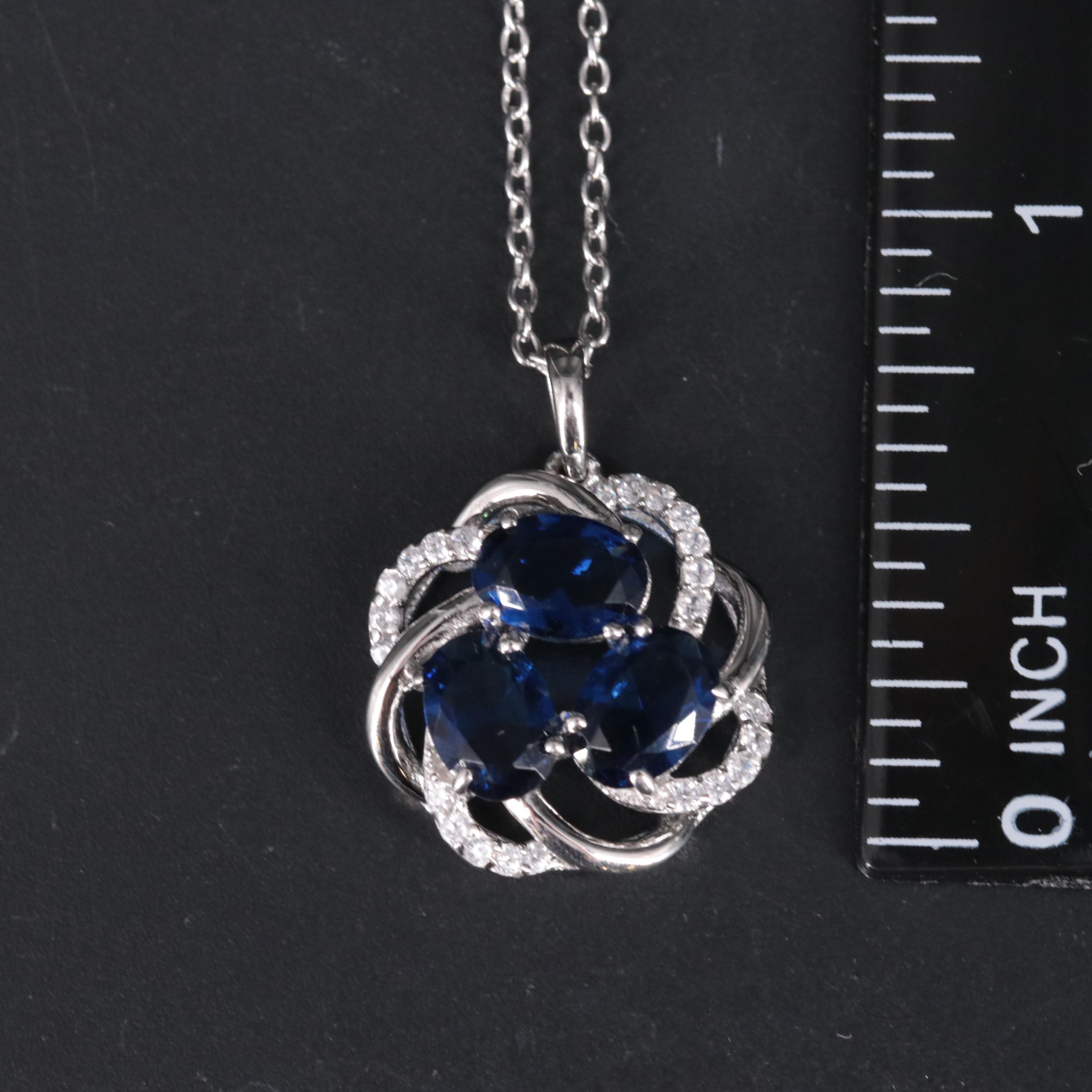 Sterling Silver Gemstone Spiral Pendant Necklace