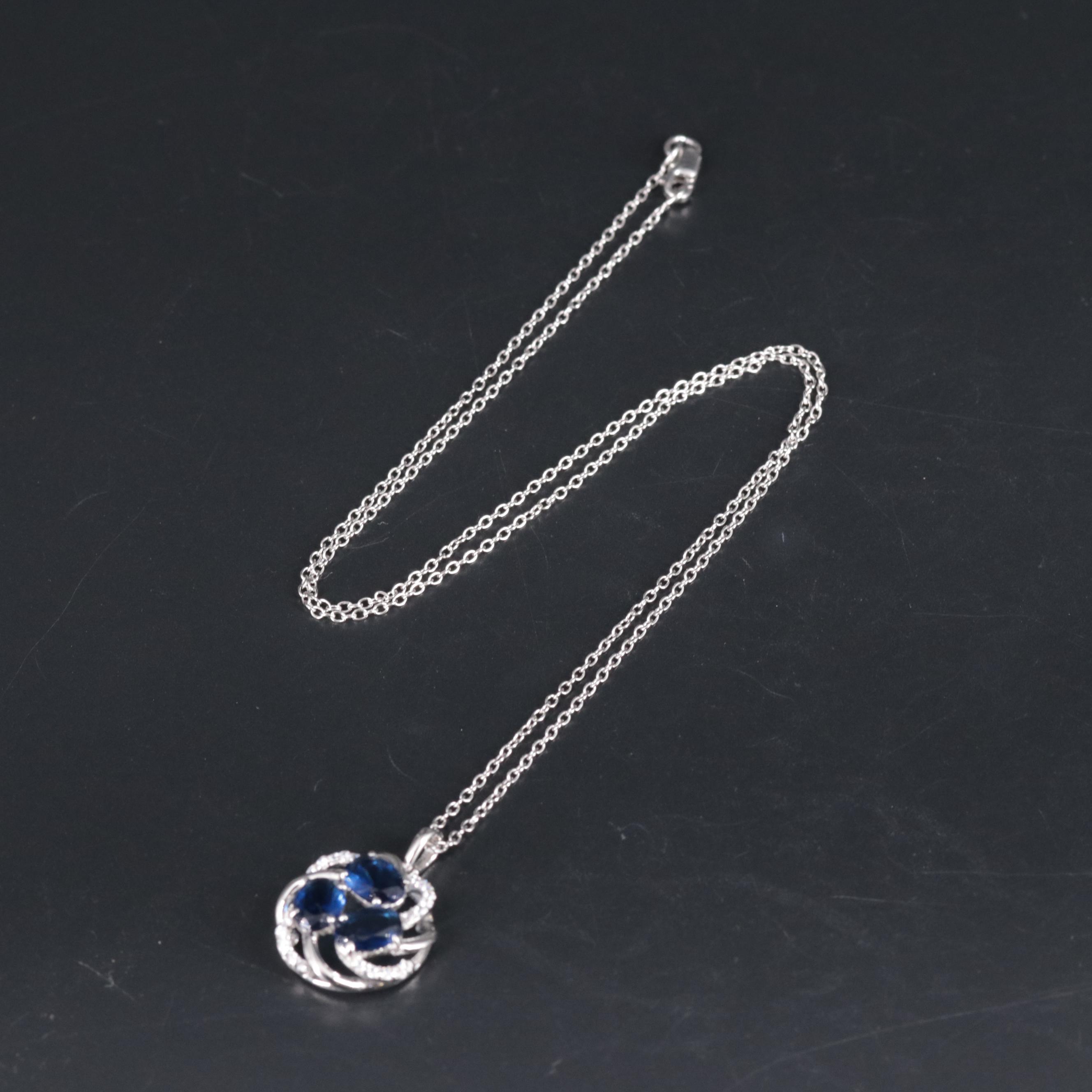 Sterling Silver Gemstone Spiral Pendant Necklace