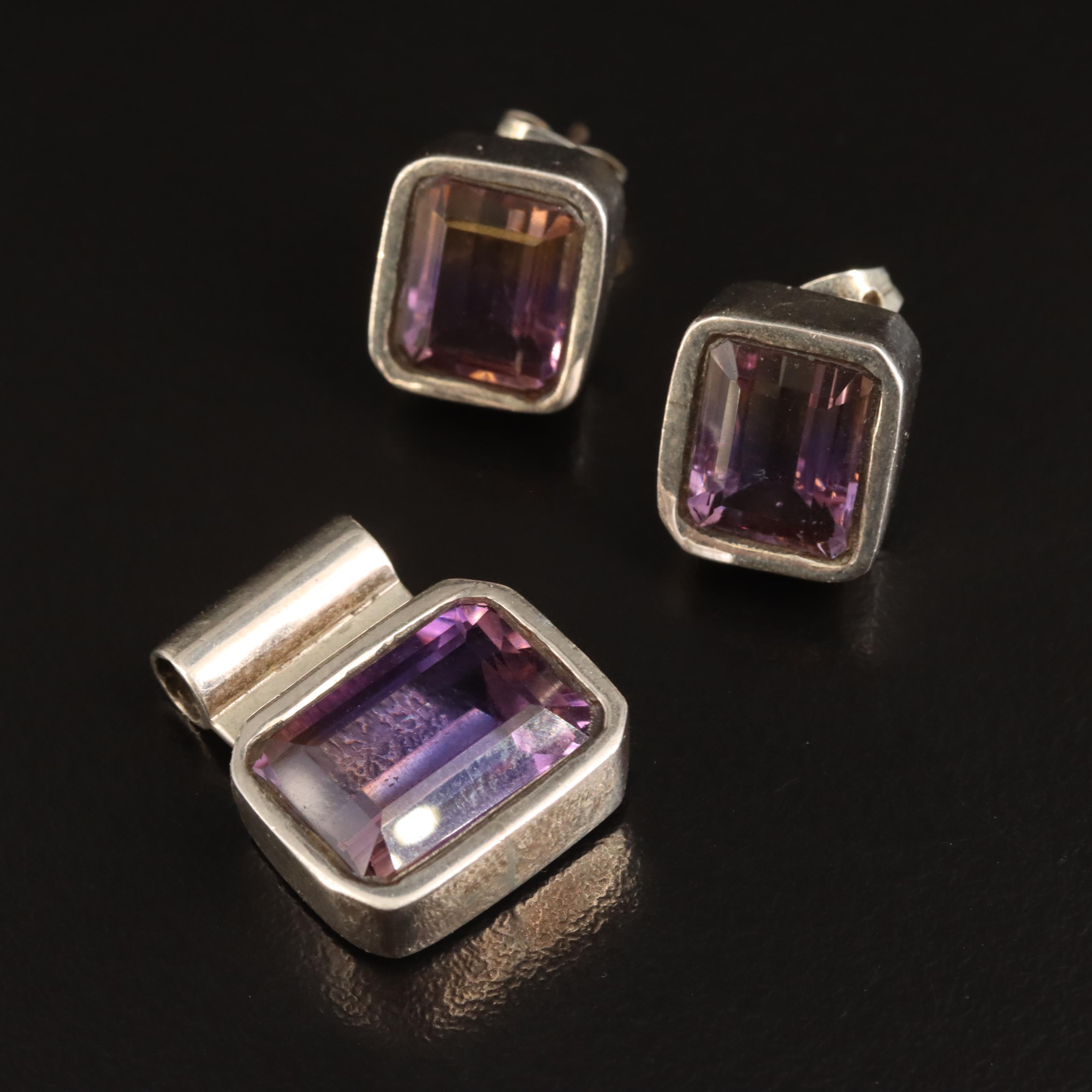 Sterling Ametrine Pendant and Earring Set