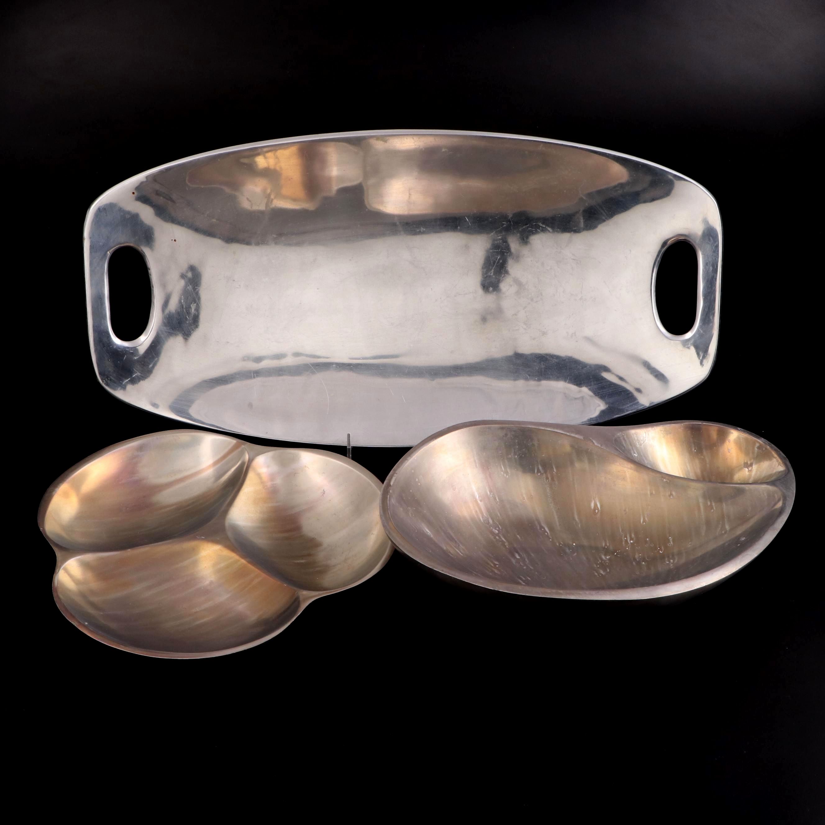 Nambé Classic Tray with "Dharma" Shrimp and Dip and Relish Bowl