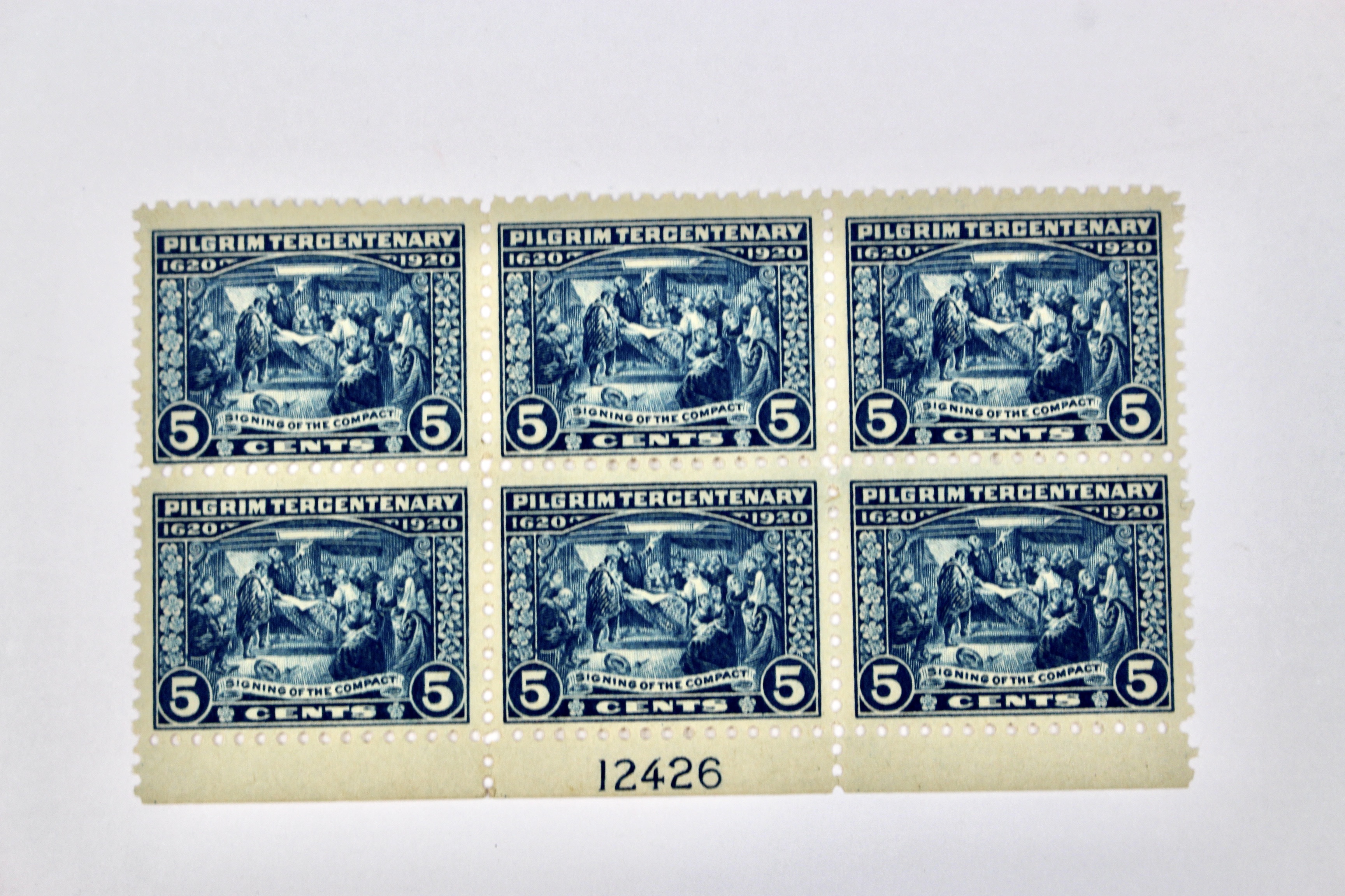 1920 Pilgrim Tercentenary Scott #550 Stamp Plate Block