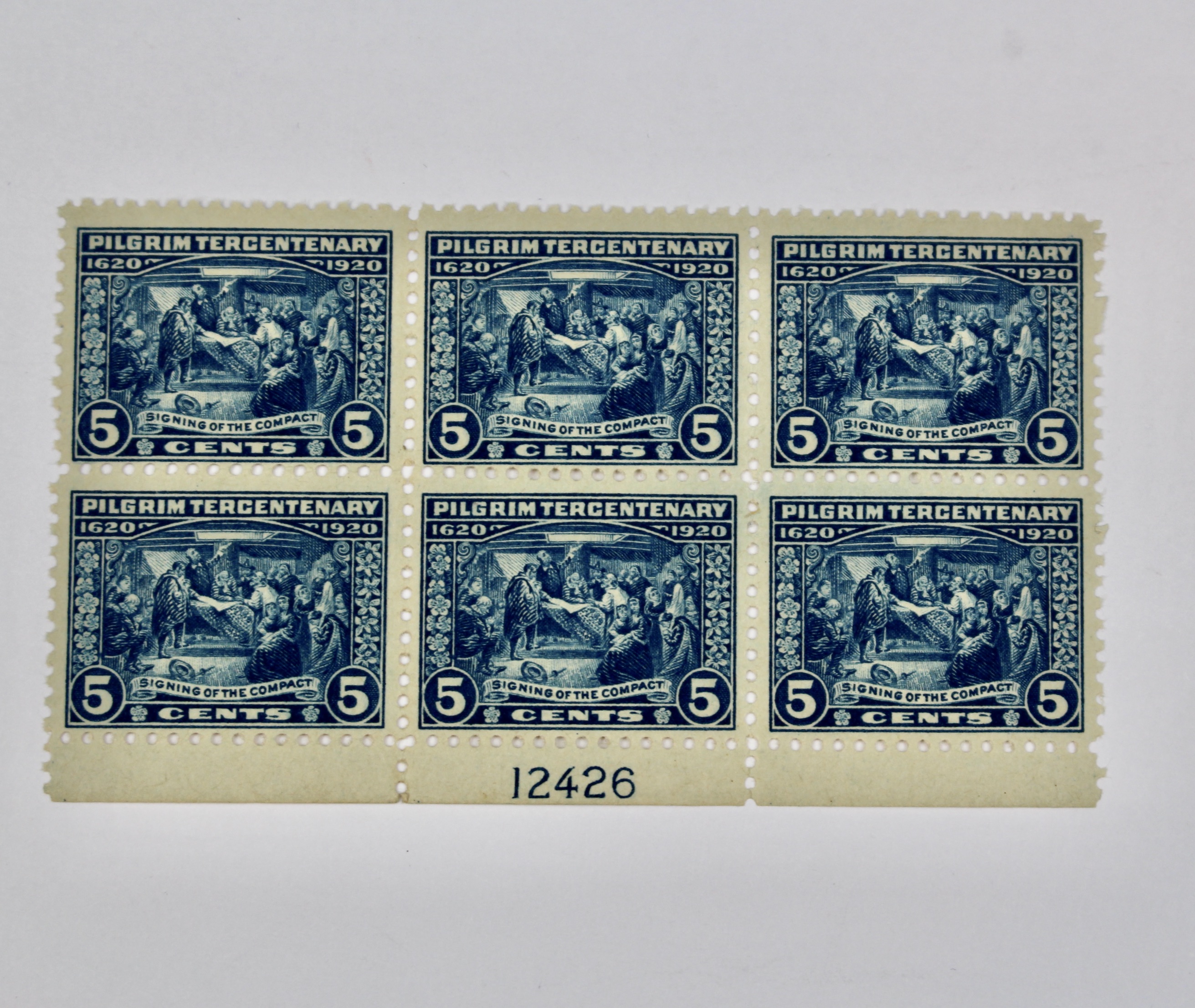 1920 Pilgrim Tercentenary Scott #550 Stamp Plate Block