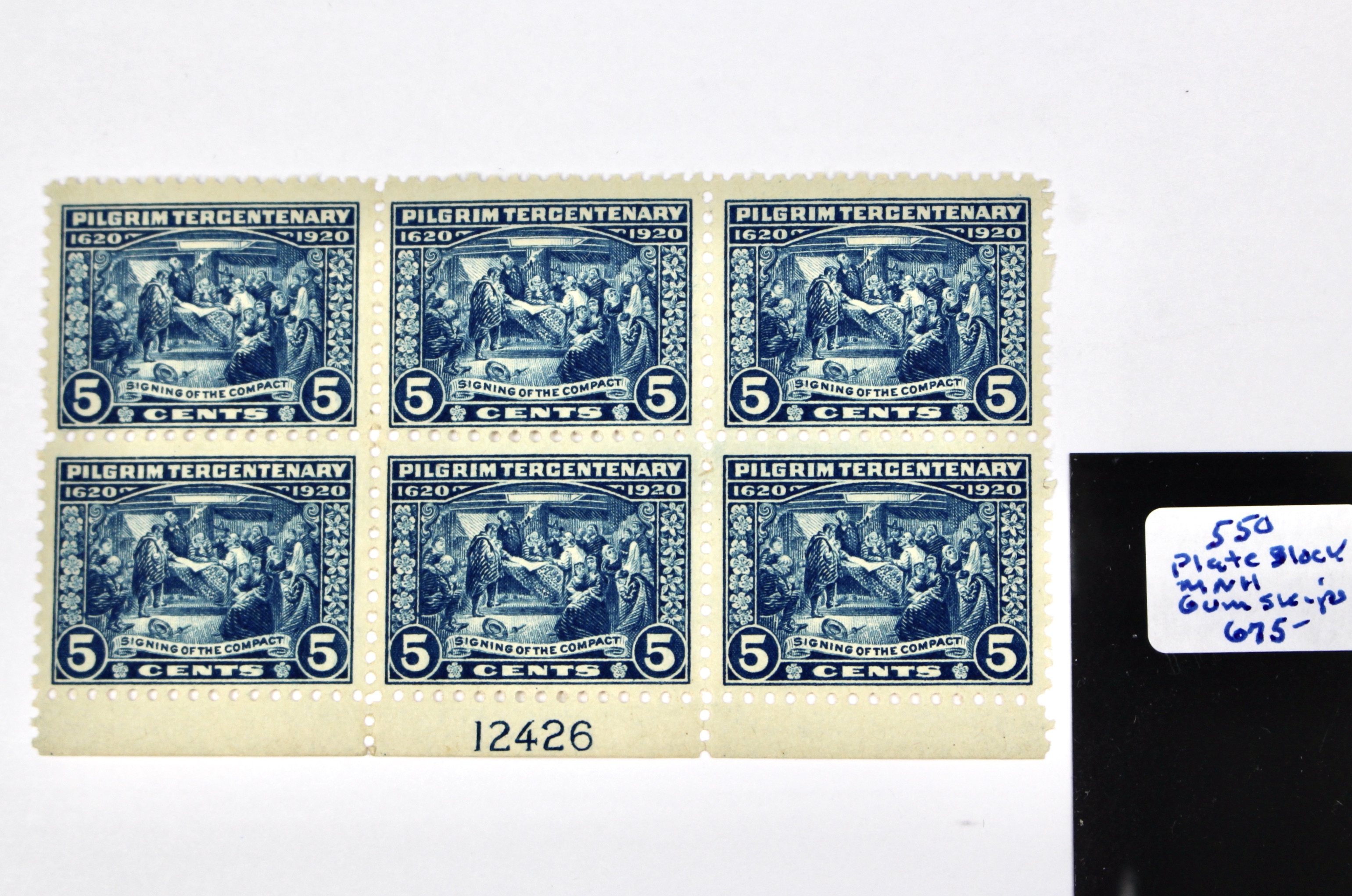 1920 Pilgrim Tercentenary Scott #550 Stamp Plate Block