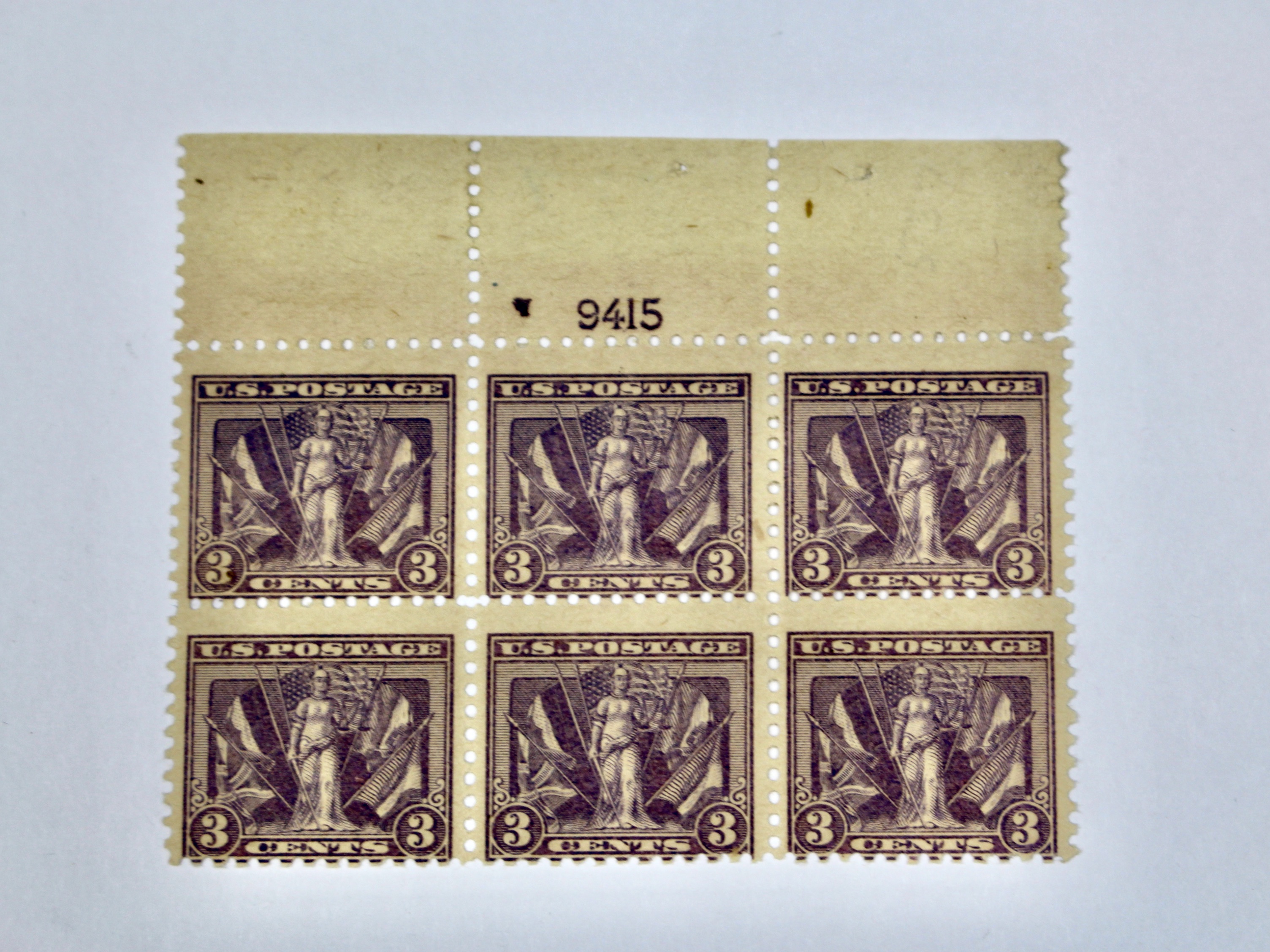 Group of Six Early U.S. Stamp Blocks Including Scott #370