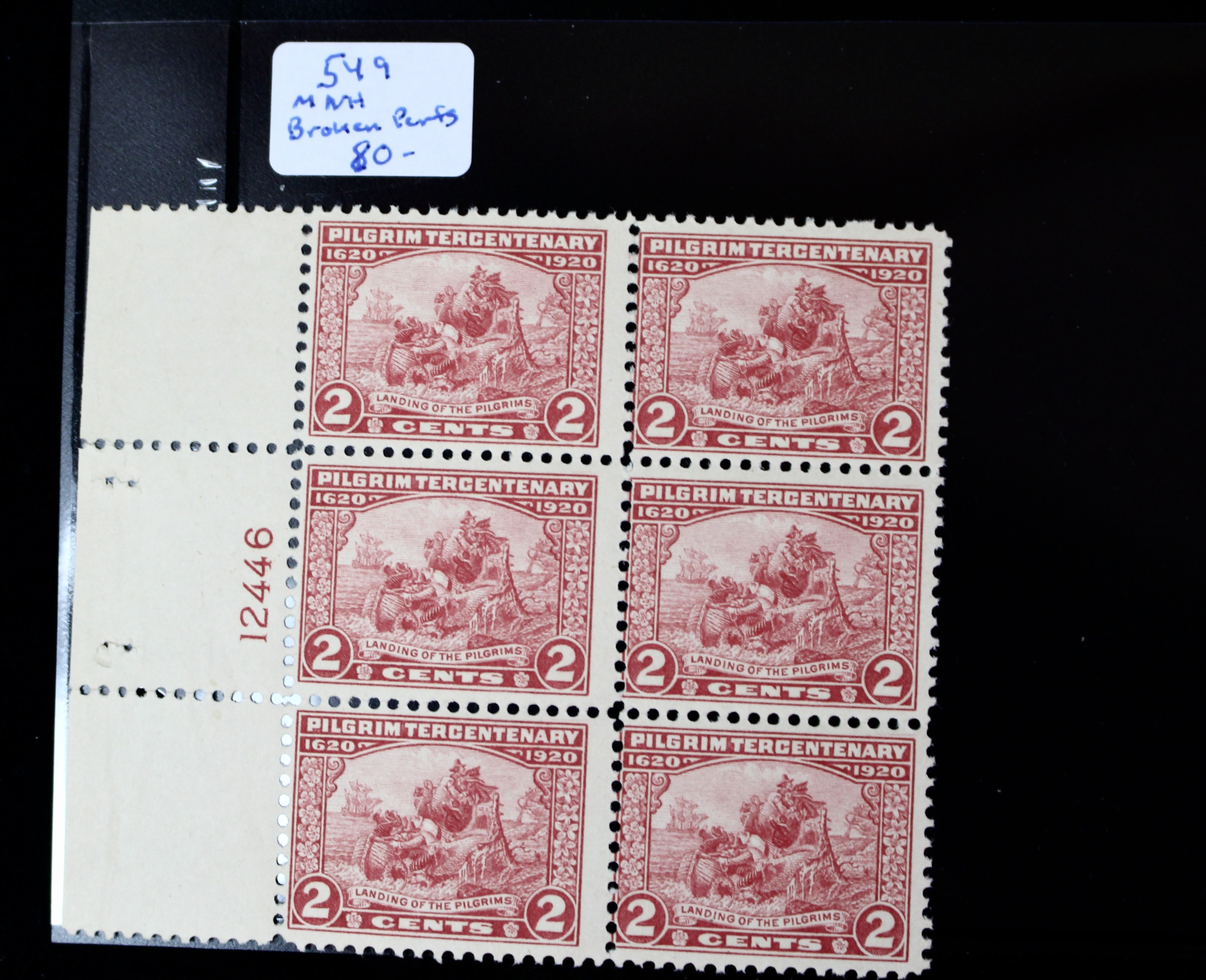 Group of Six Early U.S. Stamp Blocks Including Scott #370