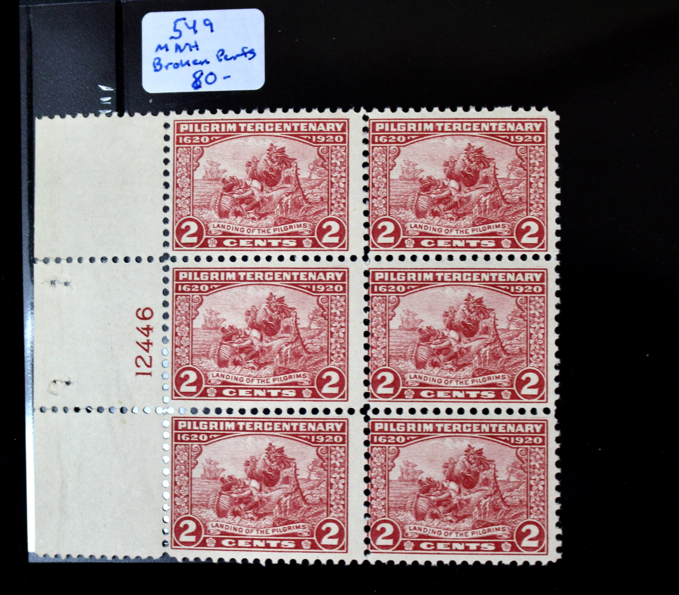 Group of Six Early U.S. Stamp Blocks Including Scott #370