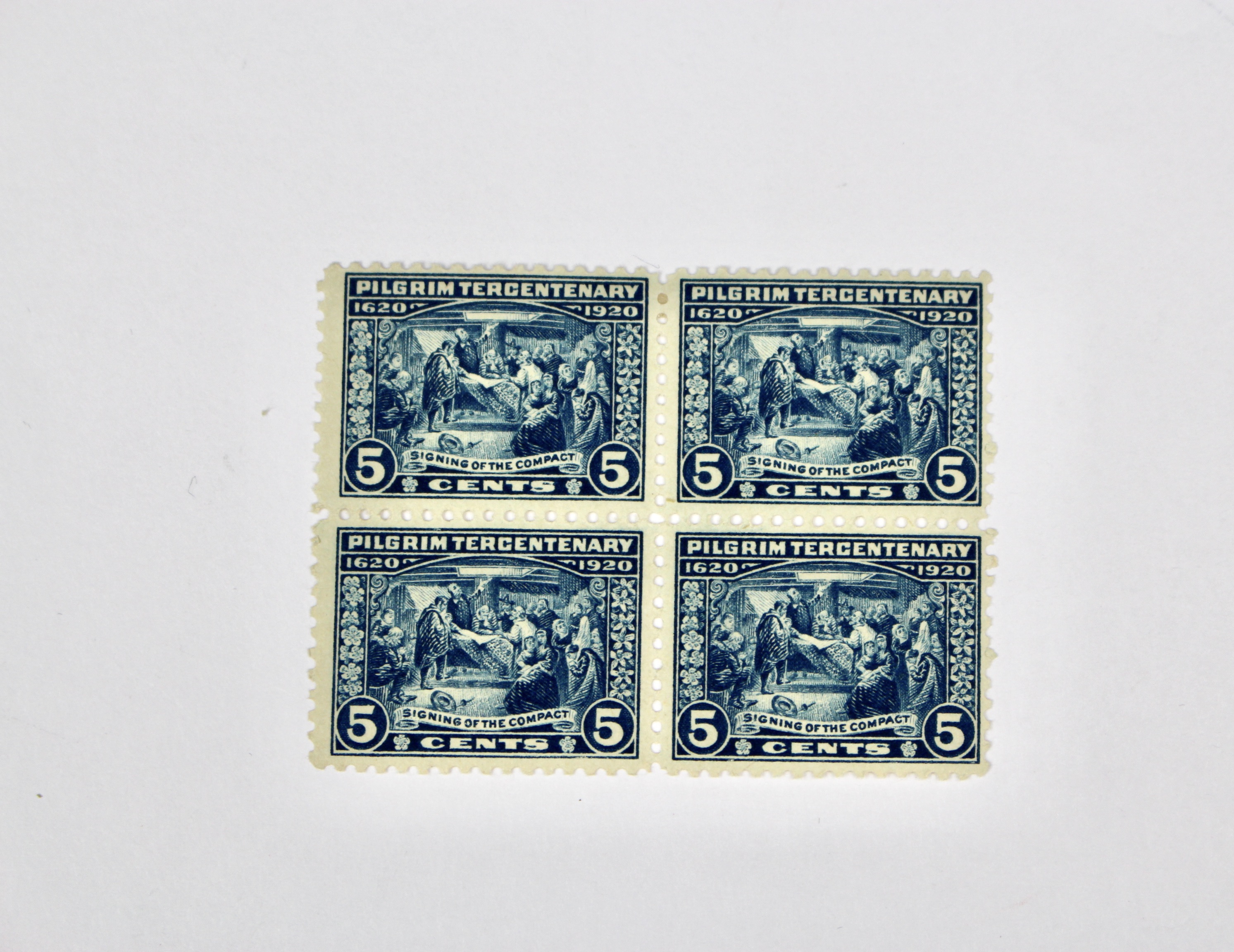 Group of Six Early U.S. Stamp Blocks Including Scott #370