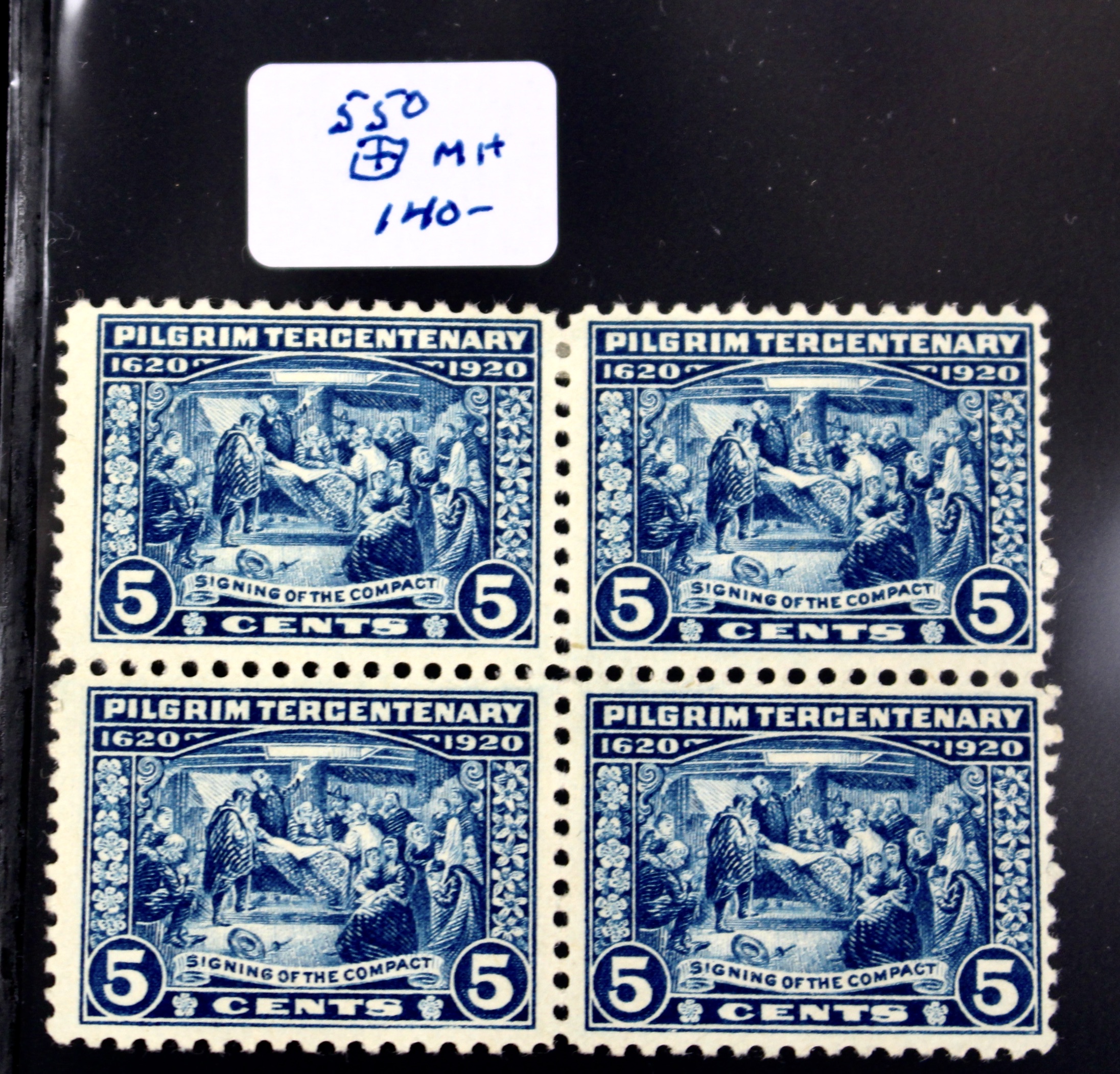 Group of Six Early U.S. Stamp Blocks Including Scott #370