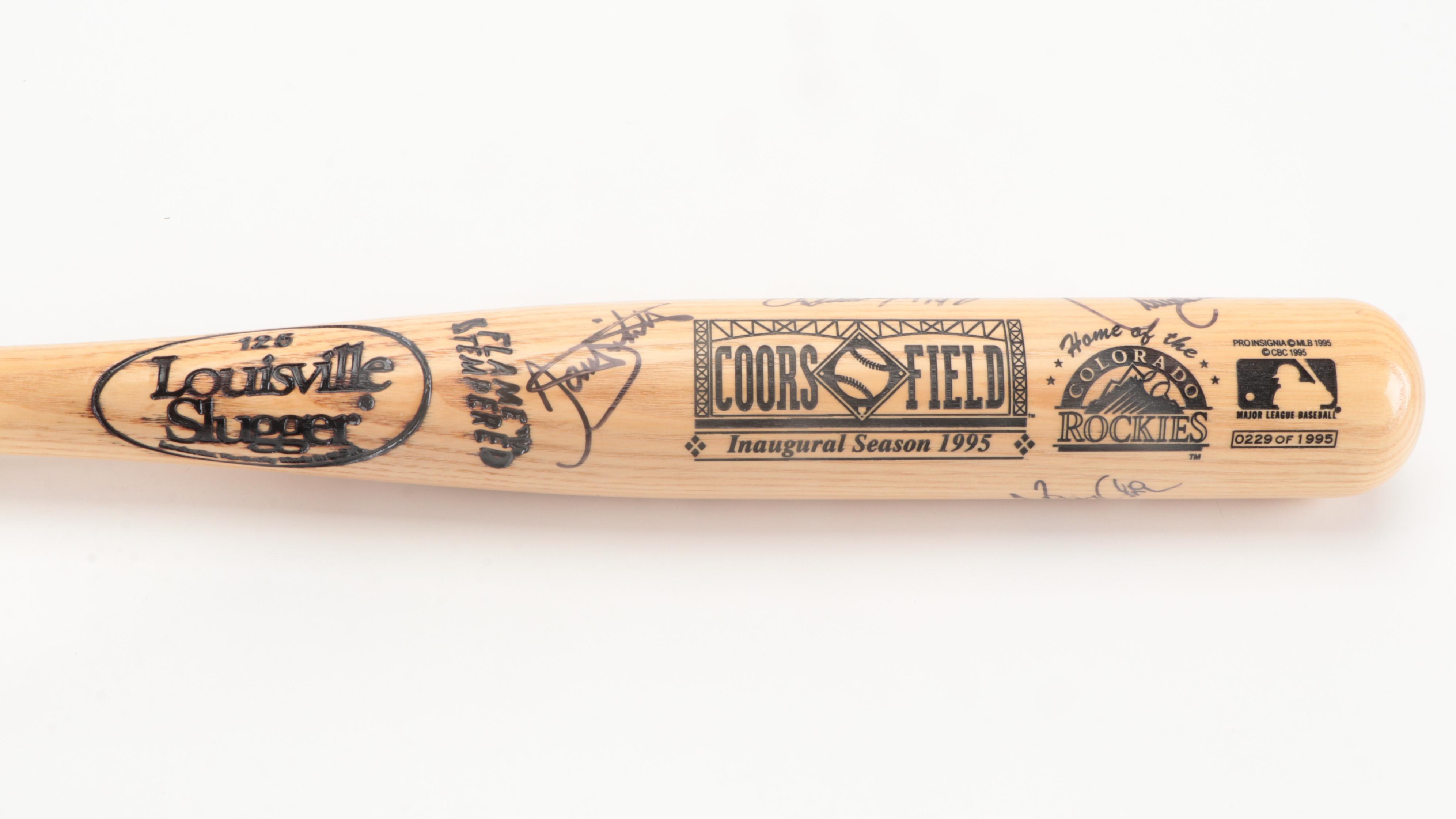 1995 Colorado Rockies Signed Coors Field Inaugural Season Baseball Bat