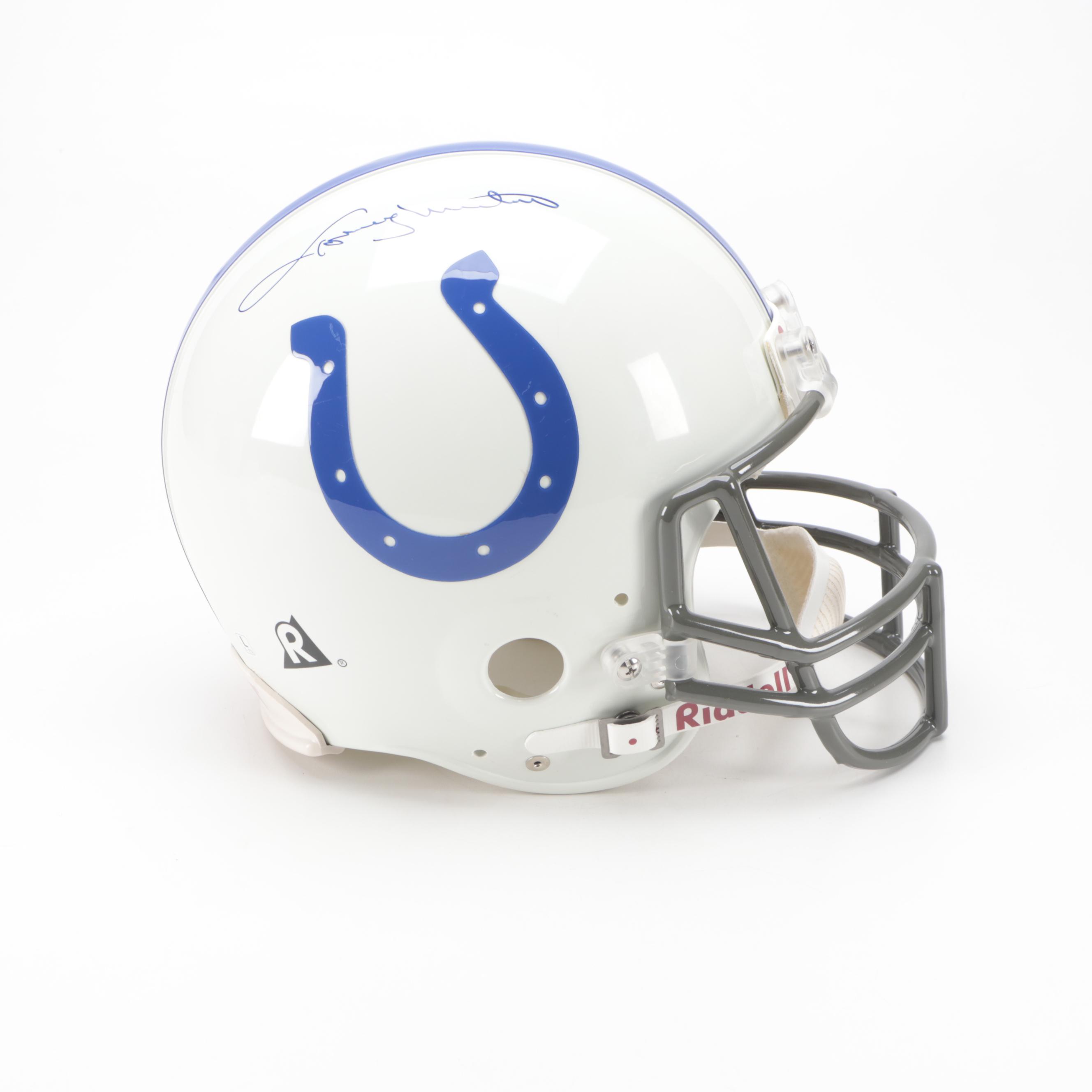 Indianapolis Colts Johnny Unitas Signed Riddell Football Replica Helmet