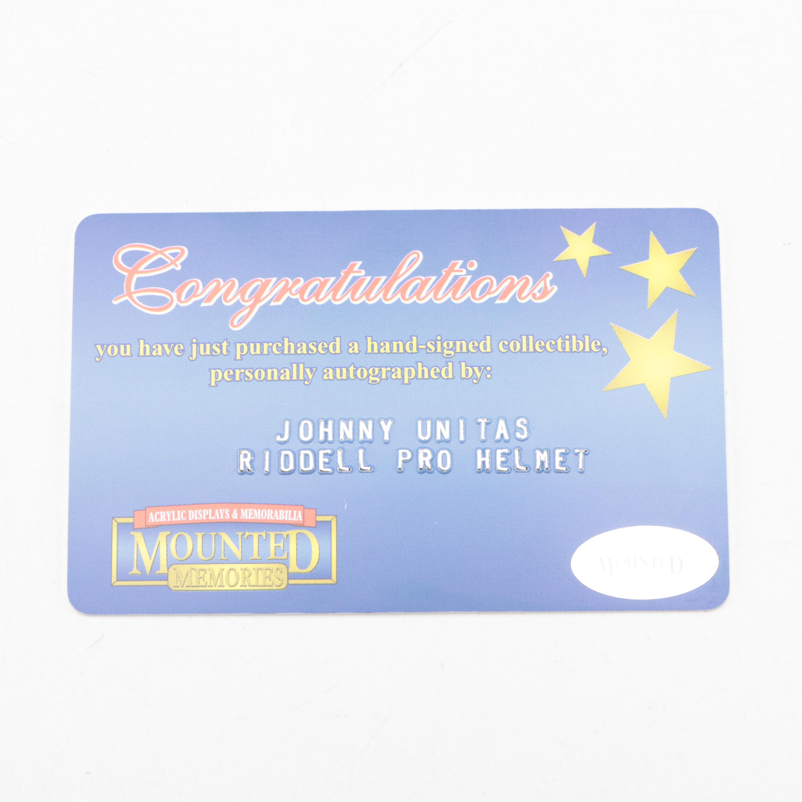 Indianapolis Colts Johnny Unitas Signed Riddell Football Replica Helmet