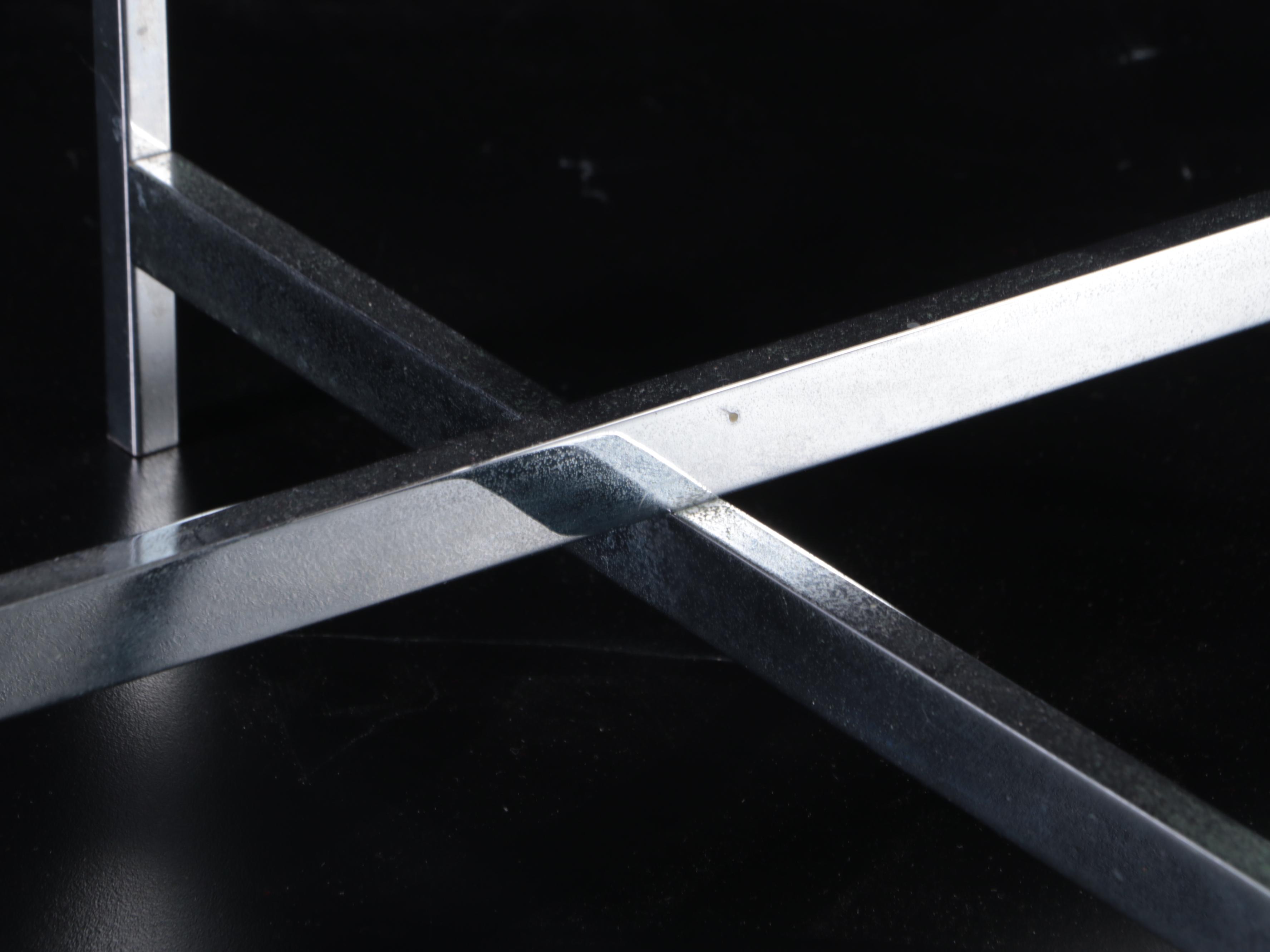 Chrome Framed Table Lamp with White Acrylic Shade and Metal Diffuser