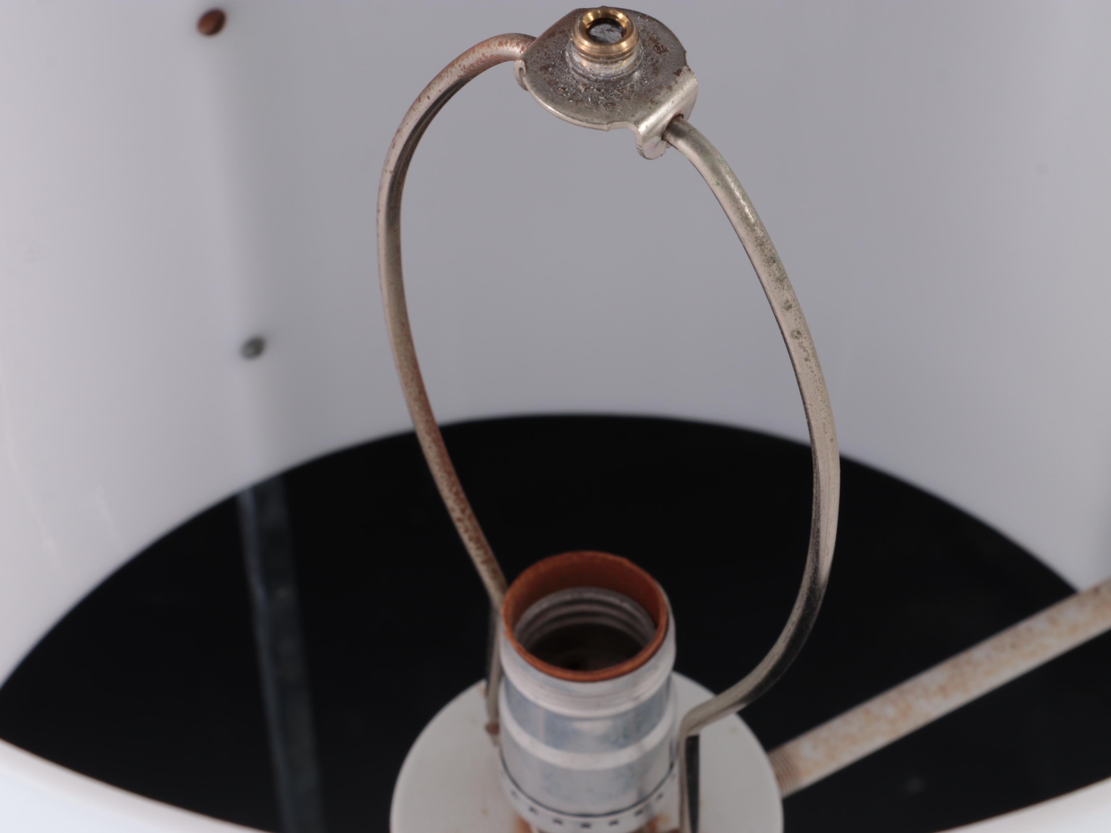 Chrome Framed Table Lamp with White Acrylic Shade and Metal Diffuser