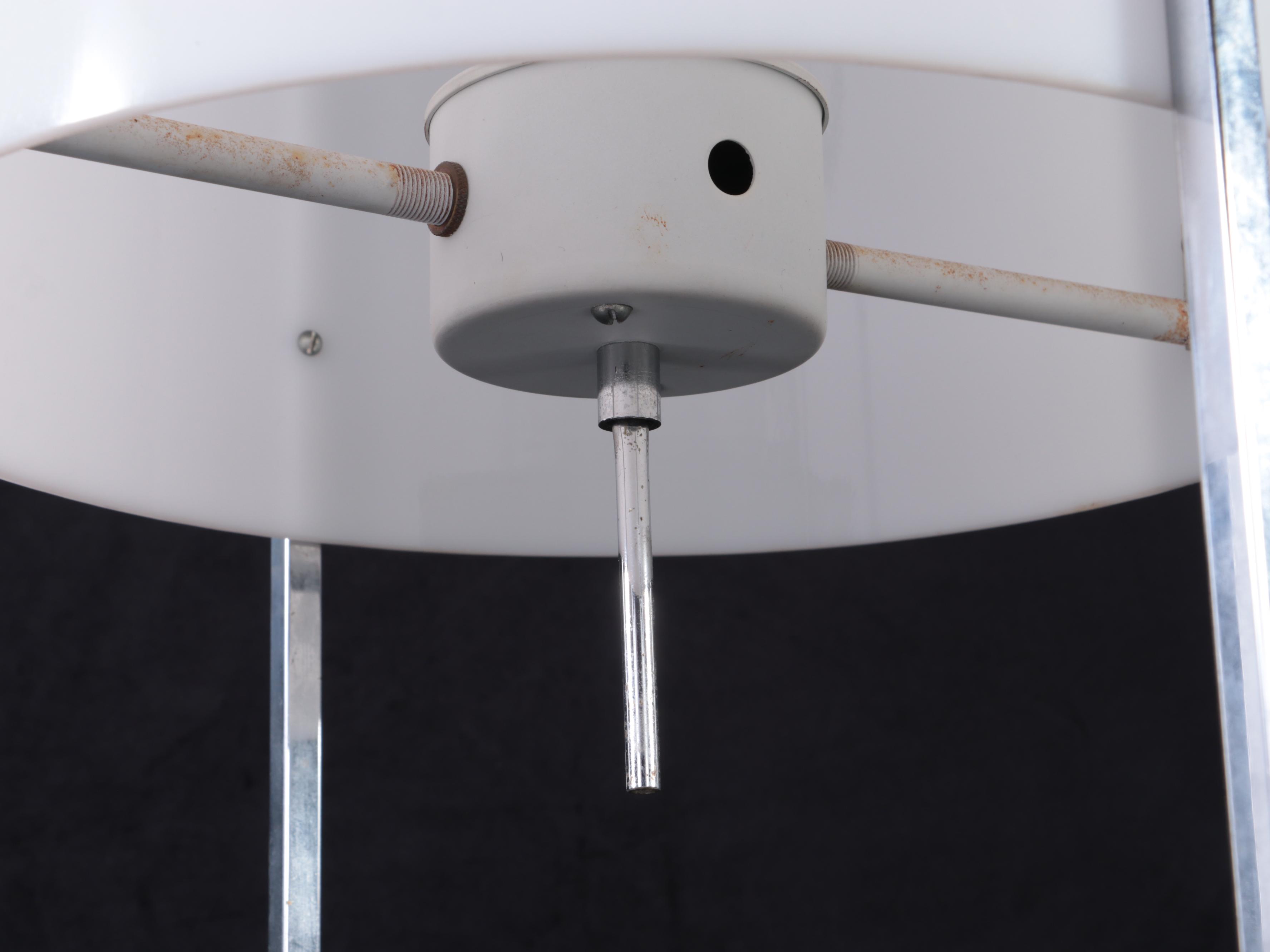 Chrome Framed Table Lamp with White Acrylic Shade and Metal Diffuser