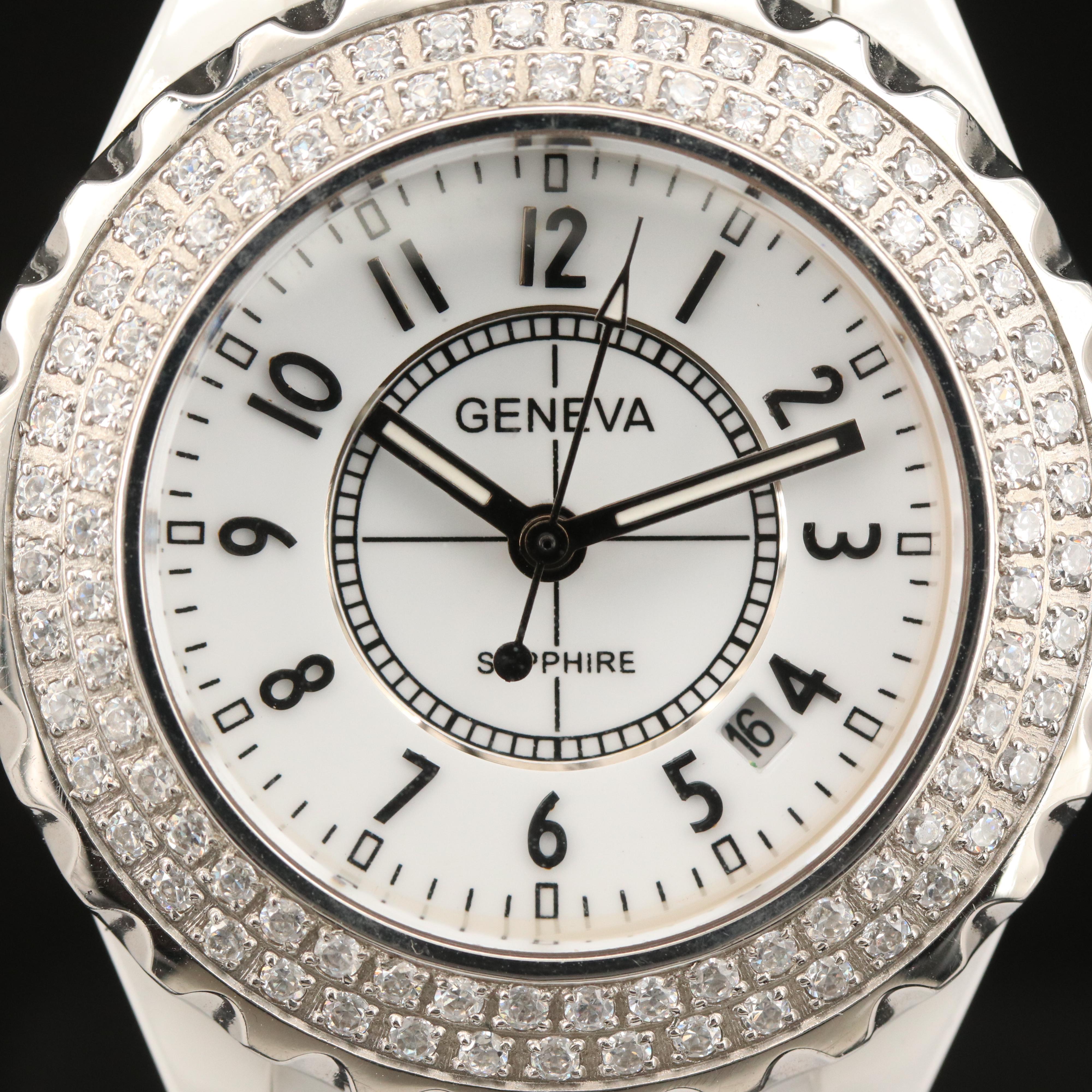 Geneva White Ceramic Crystal Watch