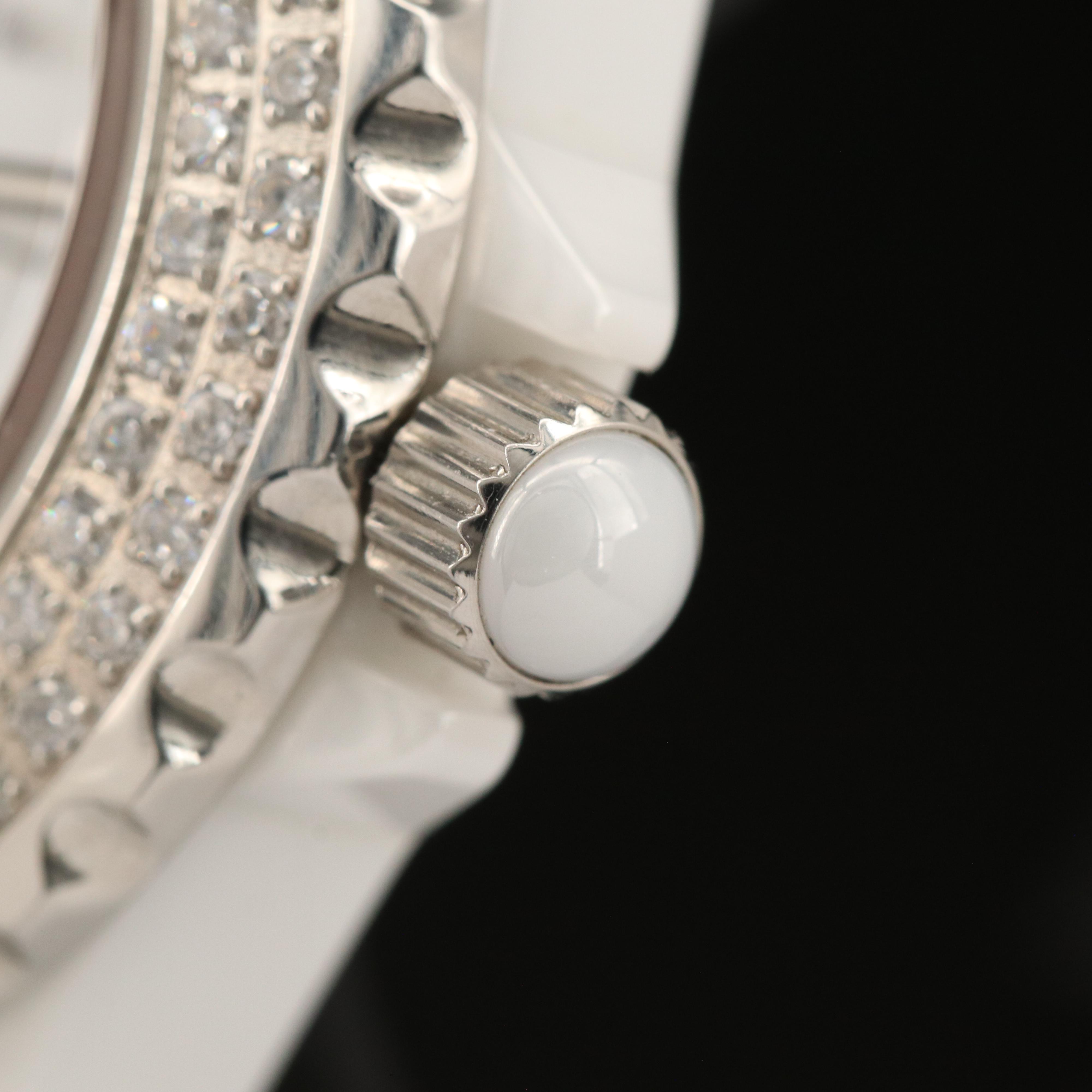 Geneva White Ceramic Crystal Watch