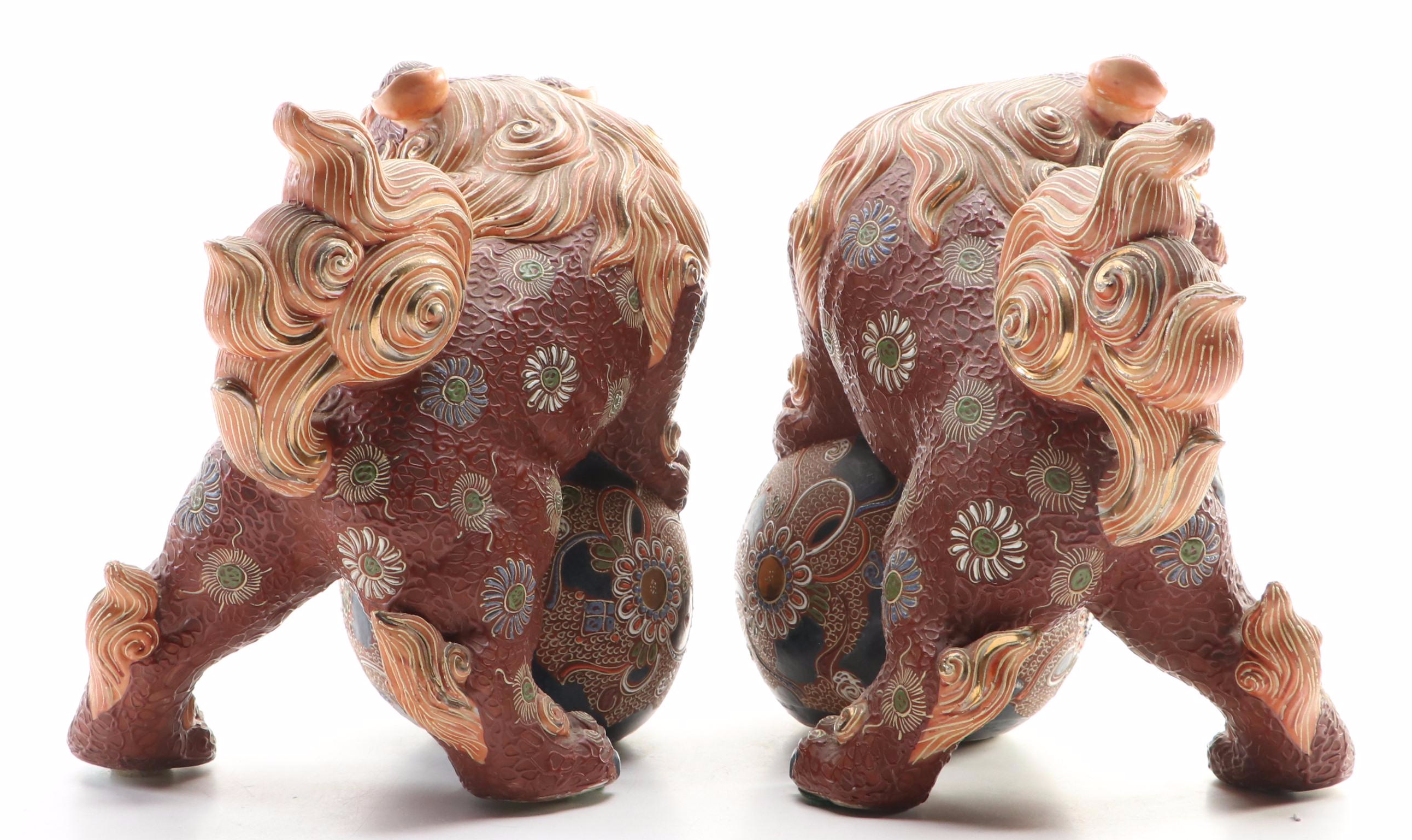 Chinese Ceramic Guardian Lion Figurines