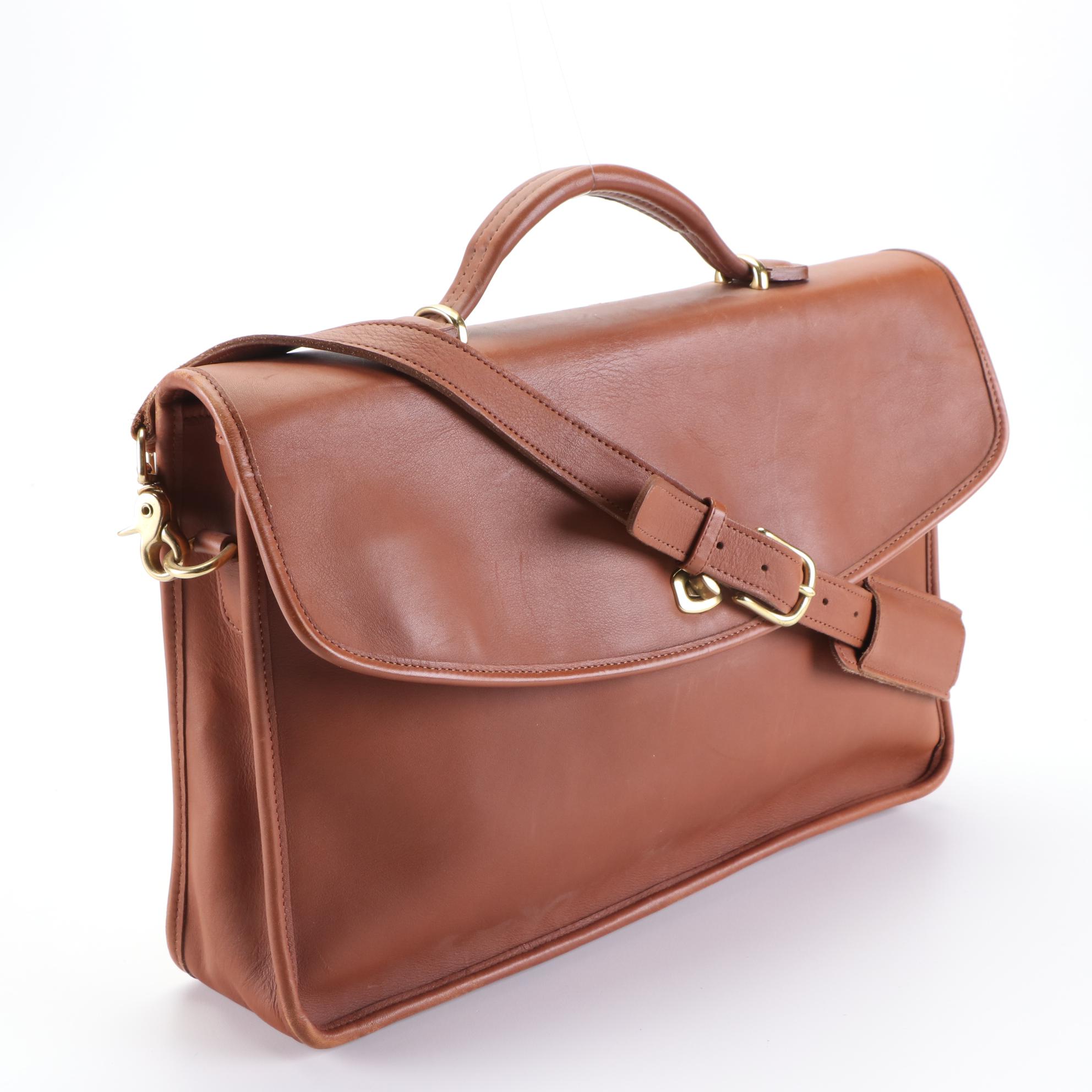 Coach Lexington Briefcase in Medium Brown Leather with Shoulder Strap