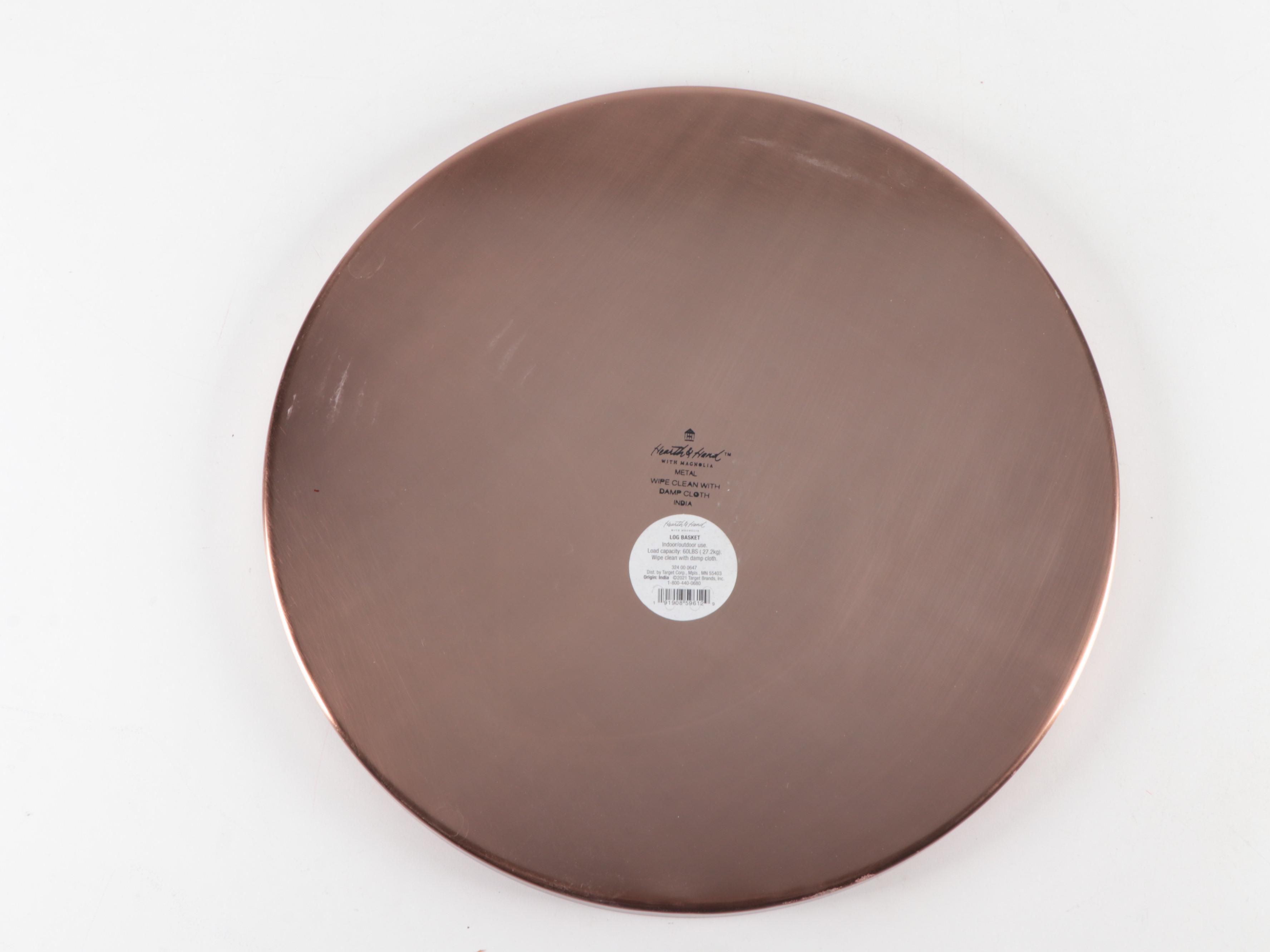 Hearth & Hand with Magnolia Copper Finish Metal Firewood Basket