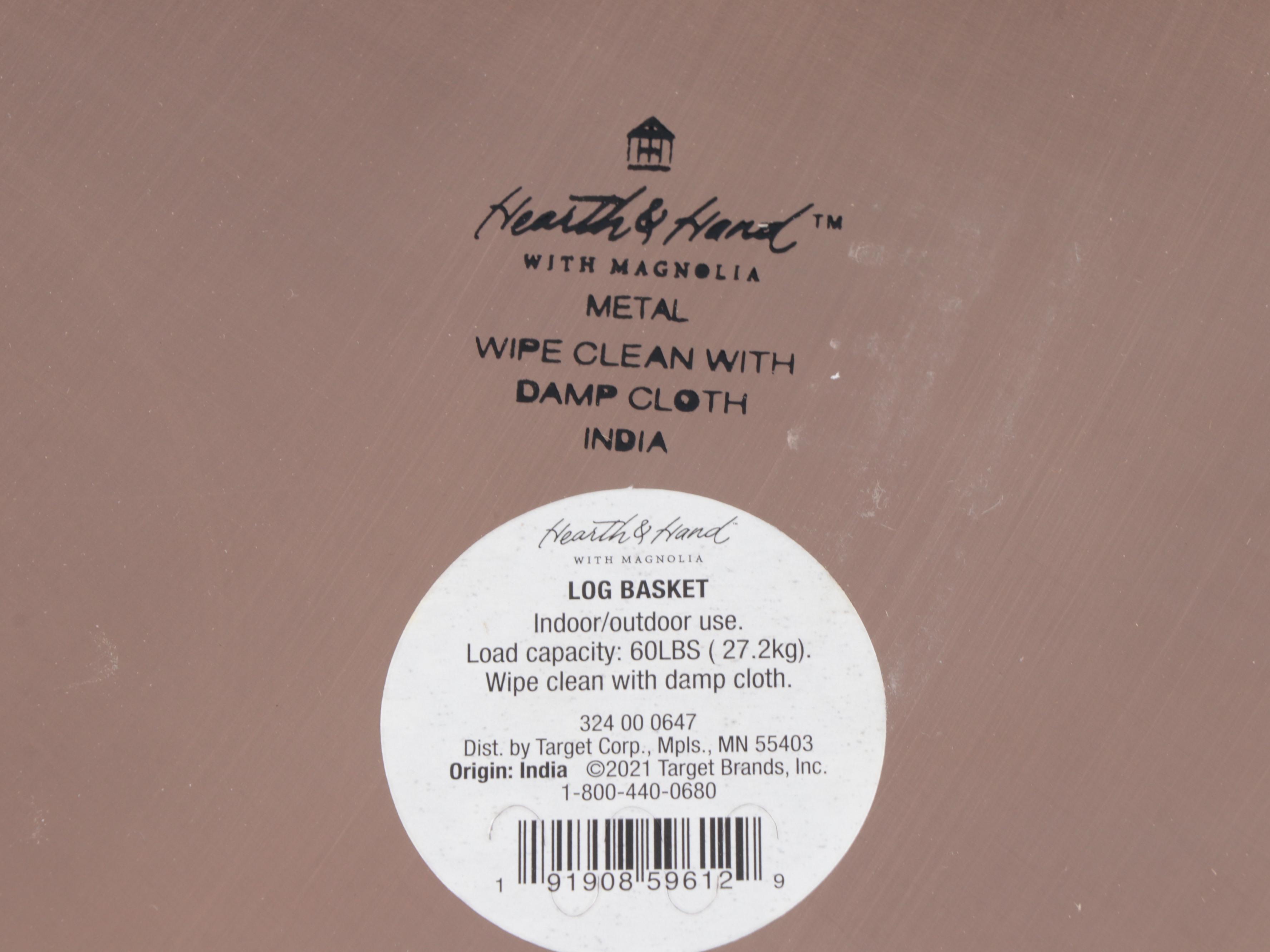 Hearth & Hand with Magnolia Copper Finish Metal Firewood Basket