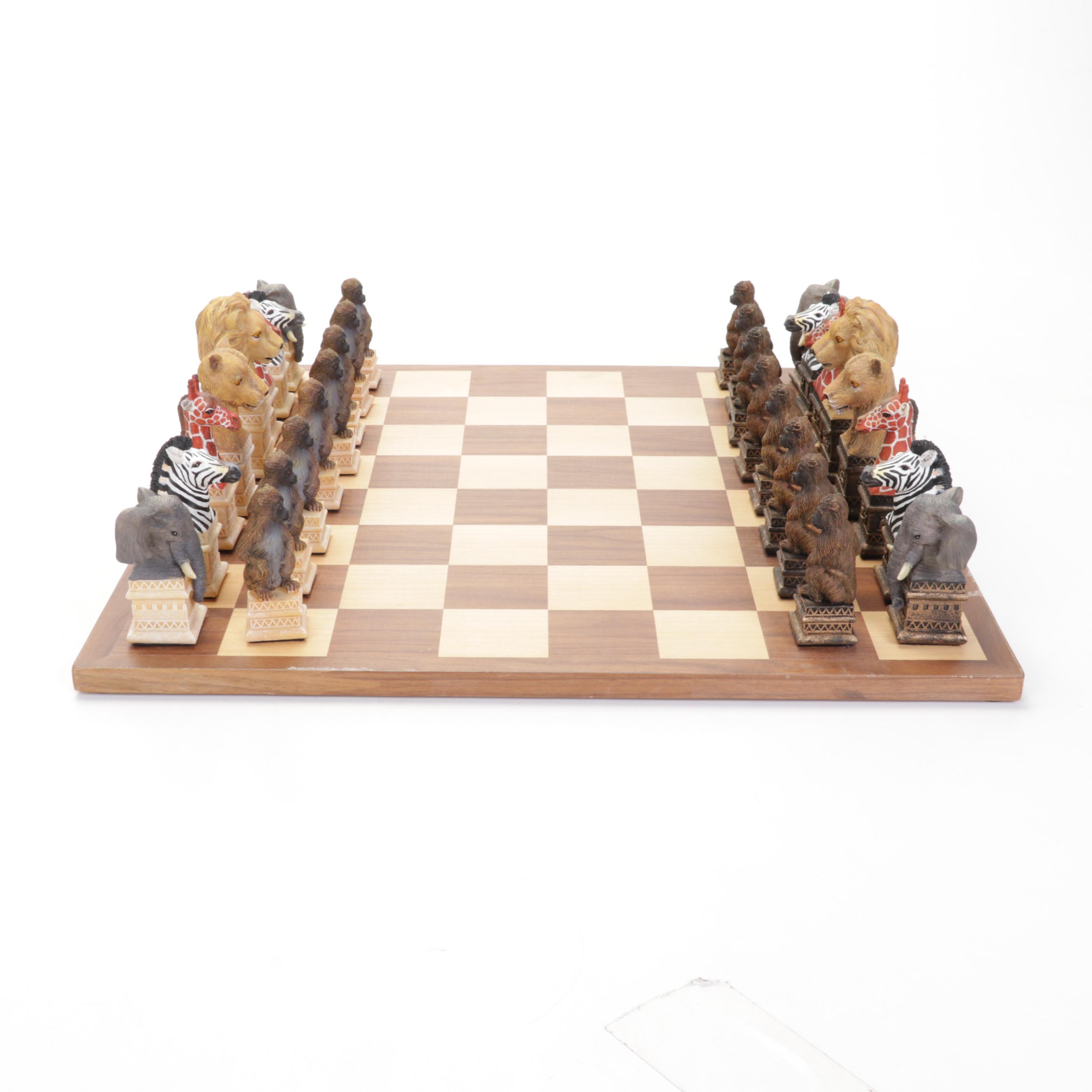 Discovery Toys Hand-Painted Cast Resin Safari Chess Set