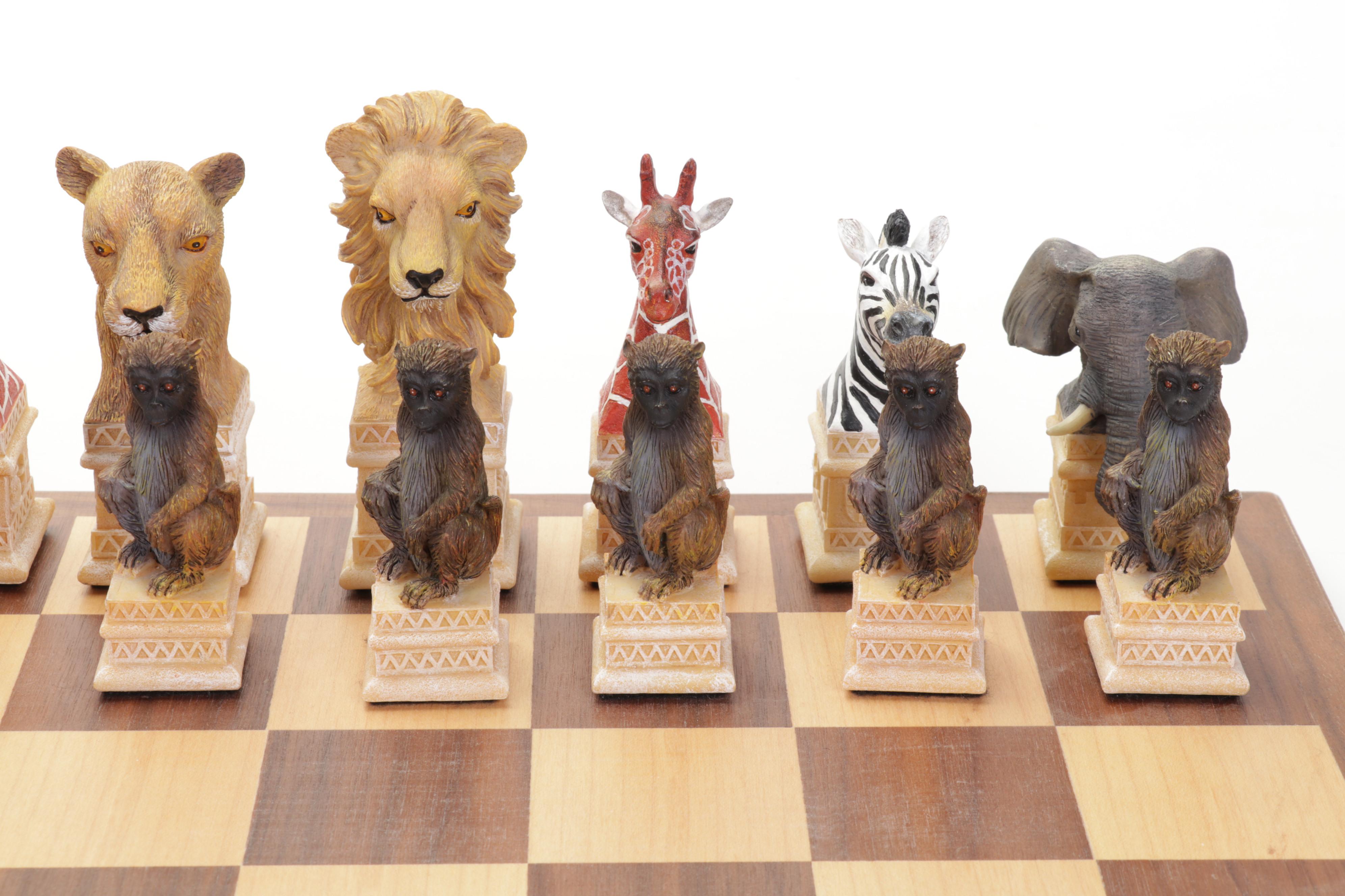 Discovery Toys Hand-Painted Cast Resin Safari Chess Set