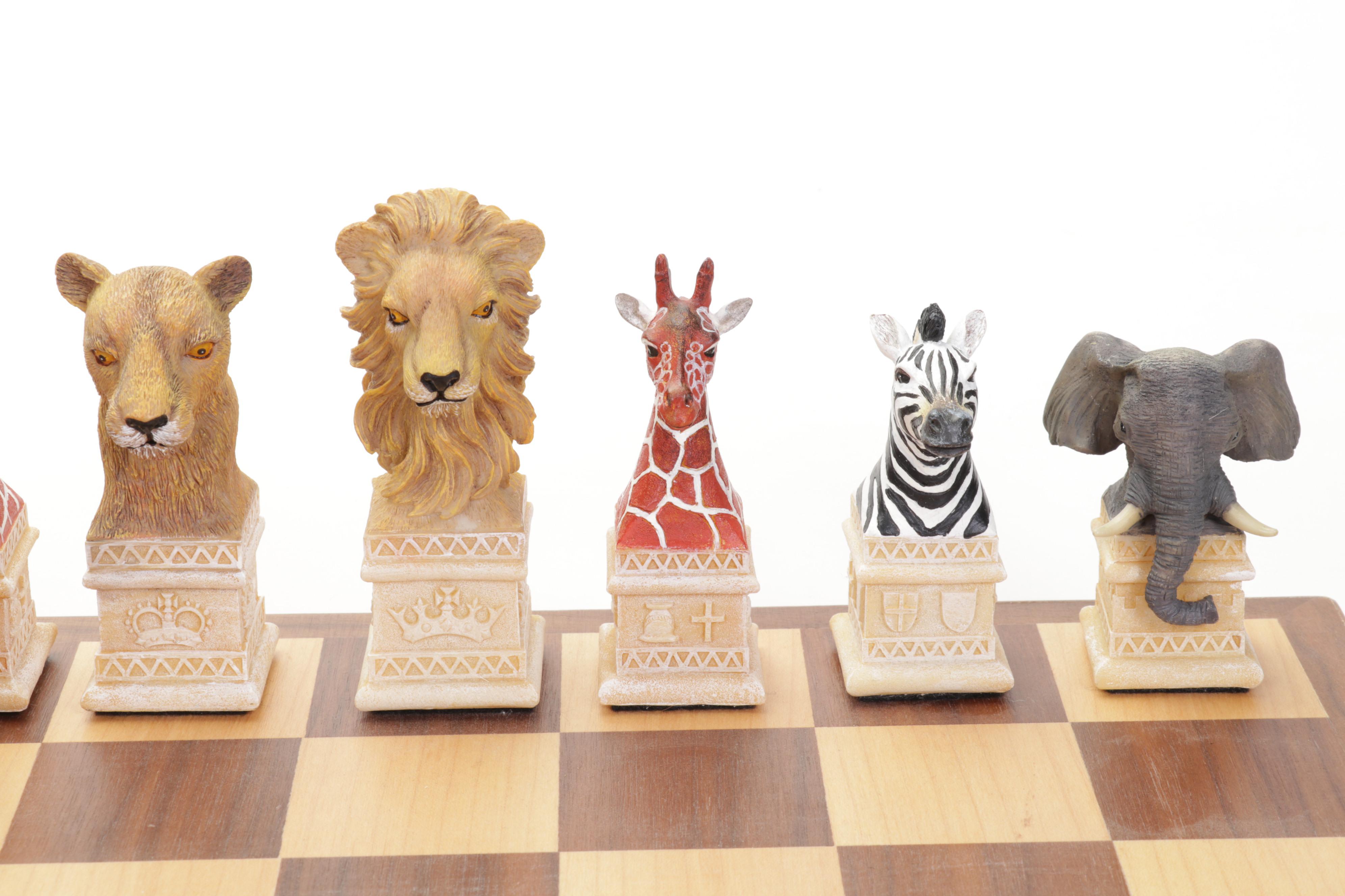 Discovery Toys Hand-Painted Cast Resin Safari Chess Set