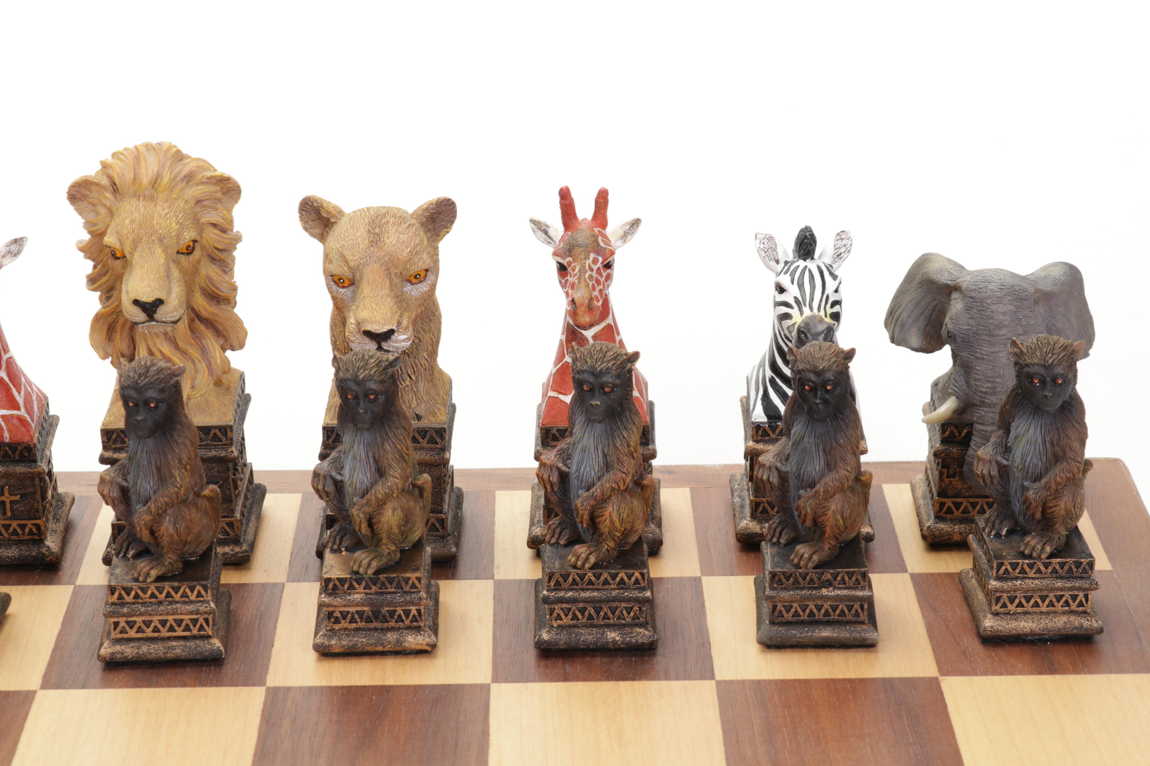 Discovery Toys Hand-Painted Cast Resin Safari Chess Set