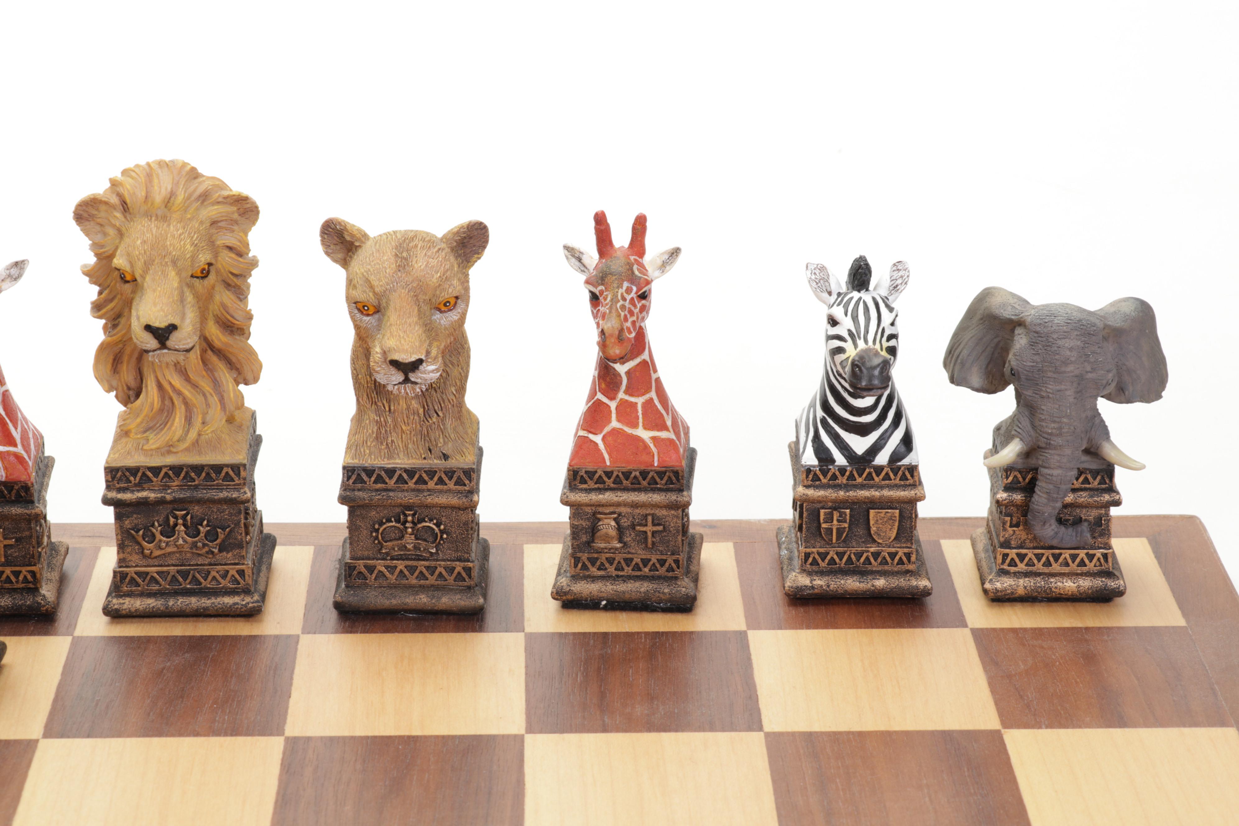 Discovery Toys Hand-Painted Cast Resin Safari Chess Set