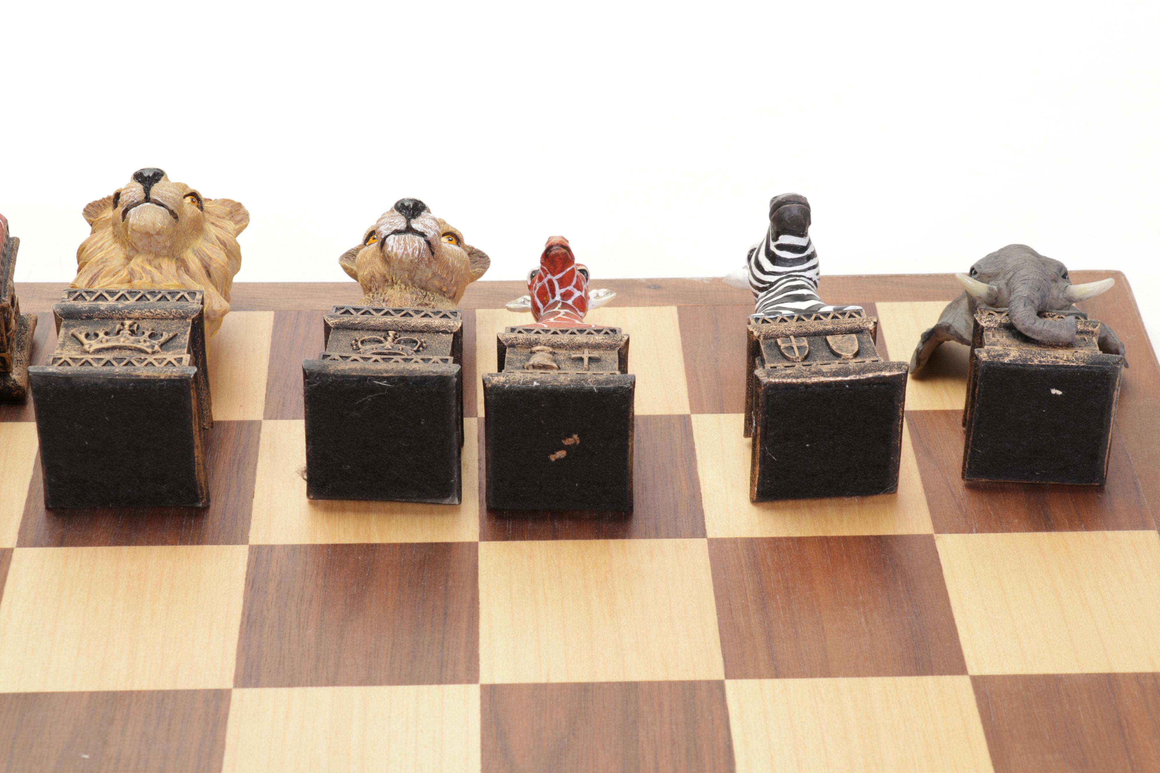 Discovery Toys Hand-Painted Cast Resin Safari Chess Set