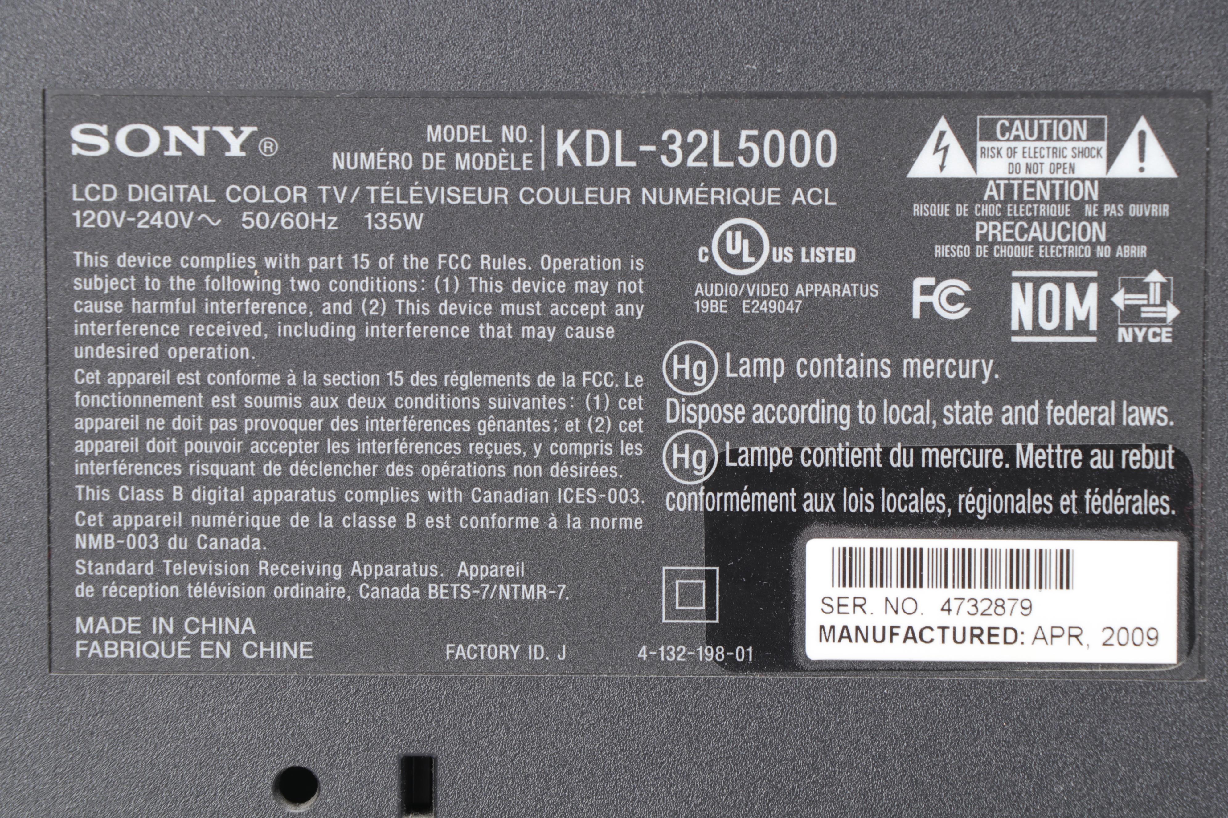 Sony Bravia  L Series 32" LCD TV