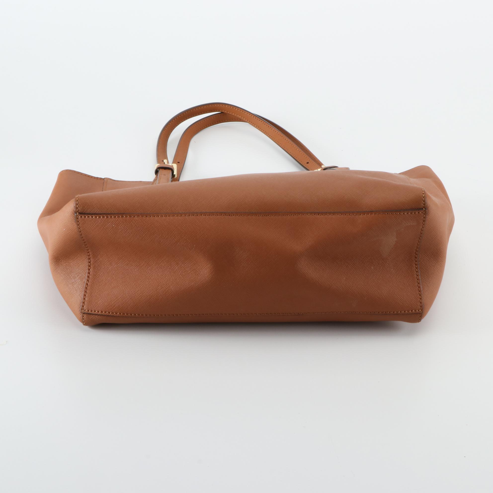 Tory Burch Shoulder Tote Bags in Tan Crossgrain Leather and Black Nylon