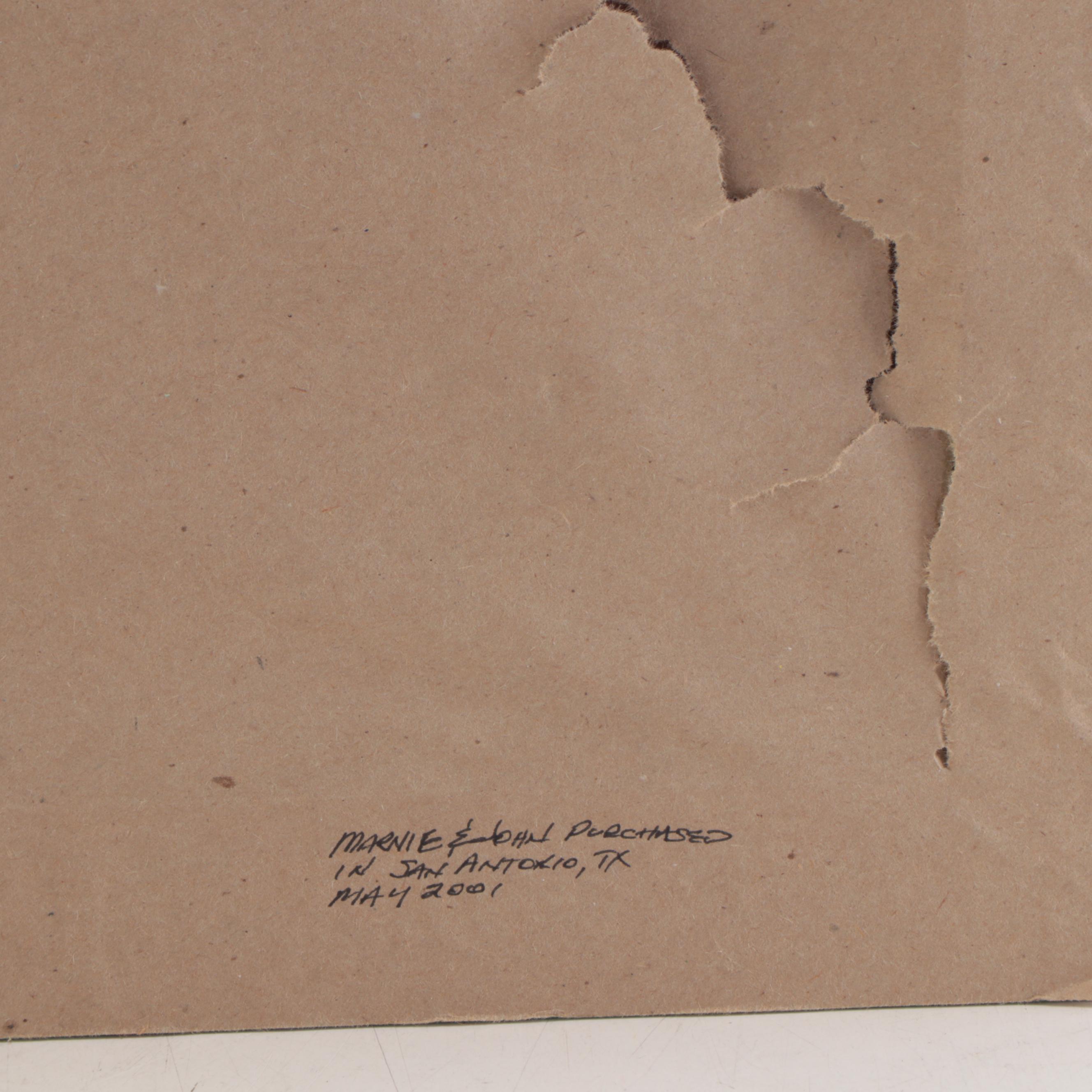 Brother Cletus Folk Ink and Watercolor Painting "The Alamo - San Antonio, Texas"