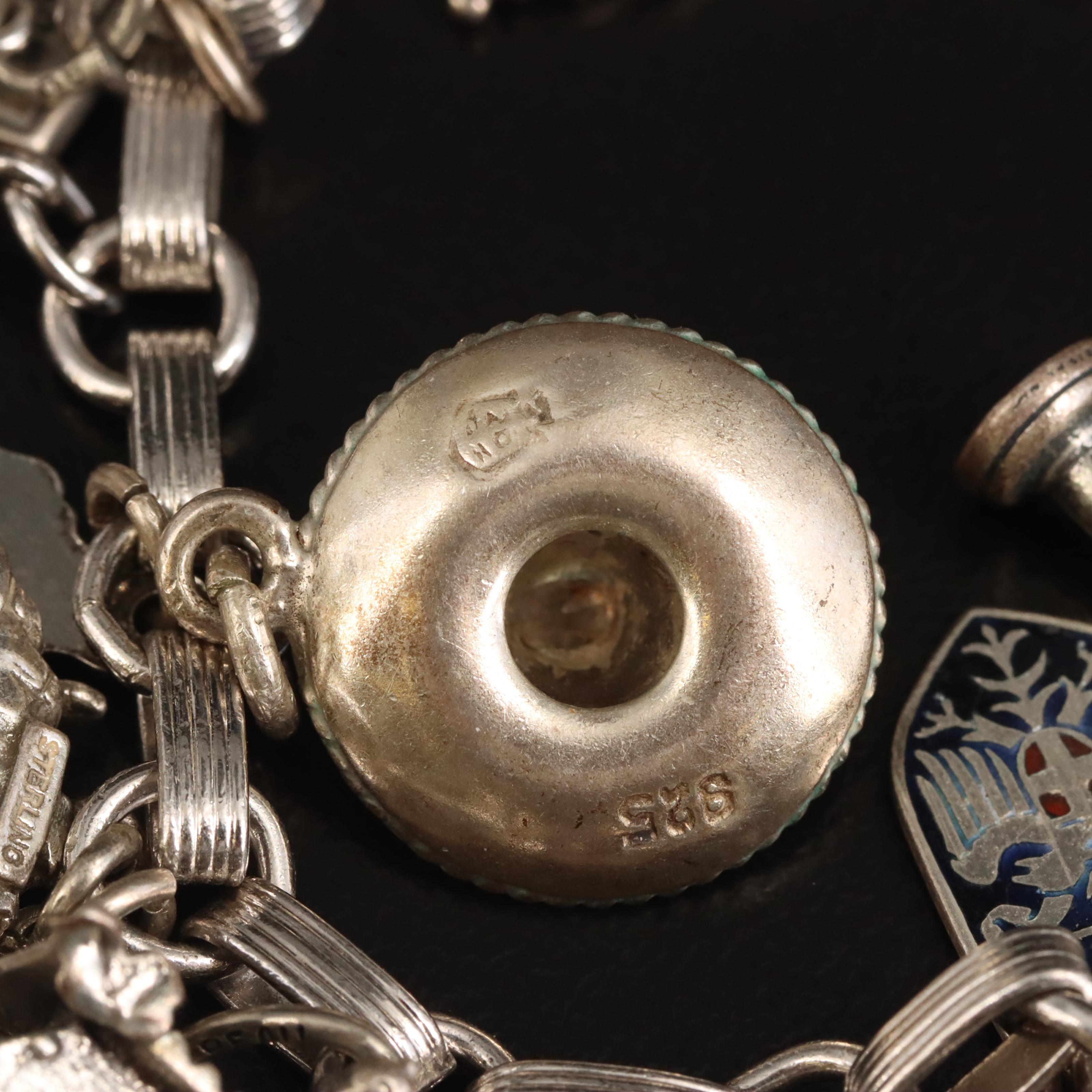 Sterling Charm Bracelet with Beau and Walt Disney Charms