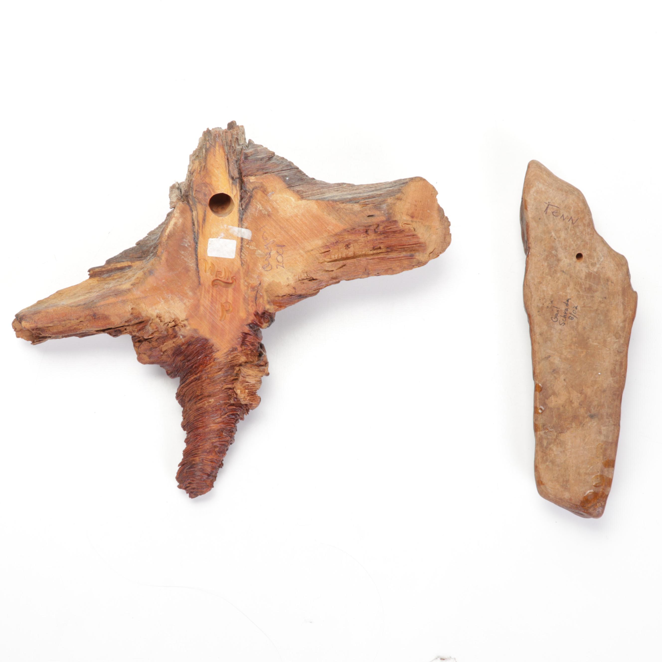 Carved Wood Faces and Figurine Sculptures