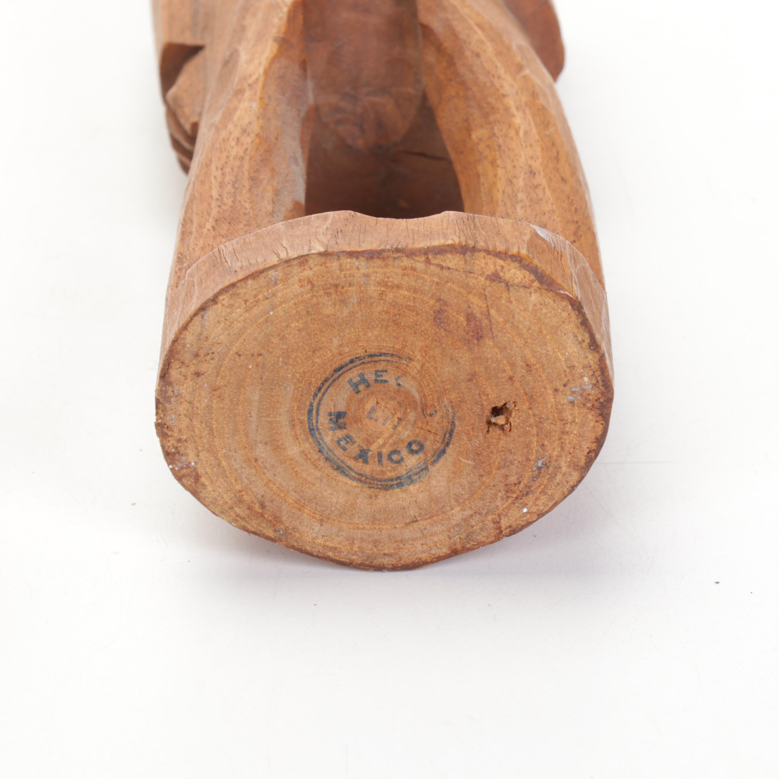 Carved Wood Faces and Figurine Sculptures