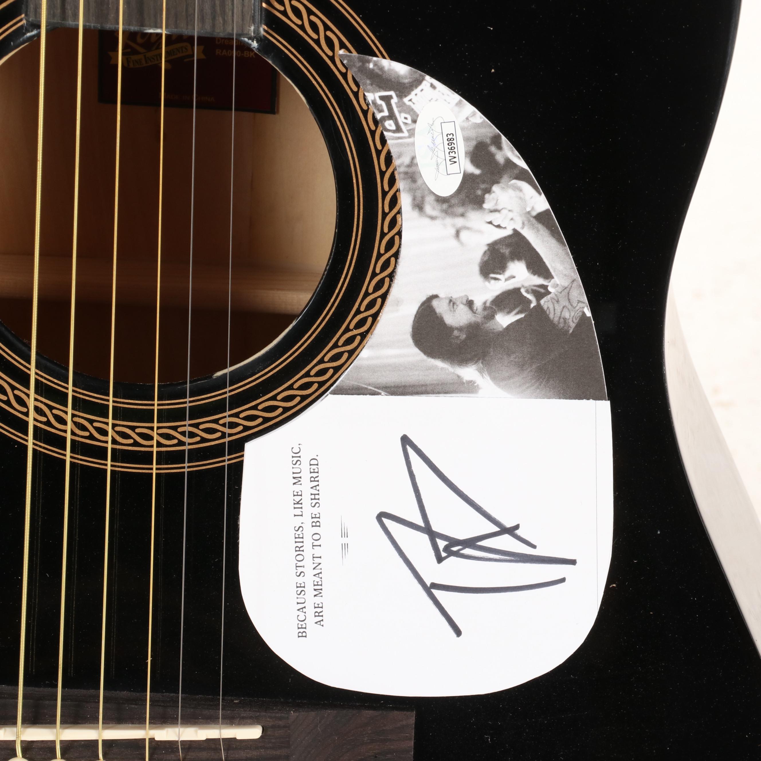 Dave Grohl Signed Pickguard with Rogue Dreadnought Acoustic Guitar
