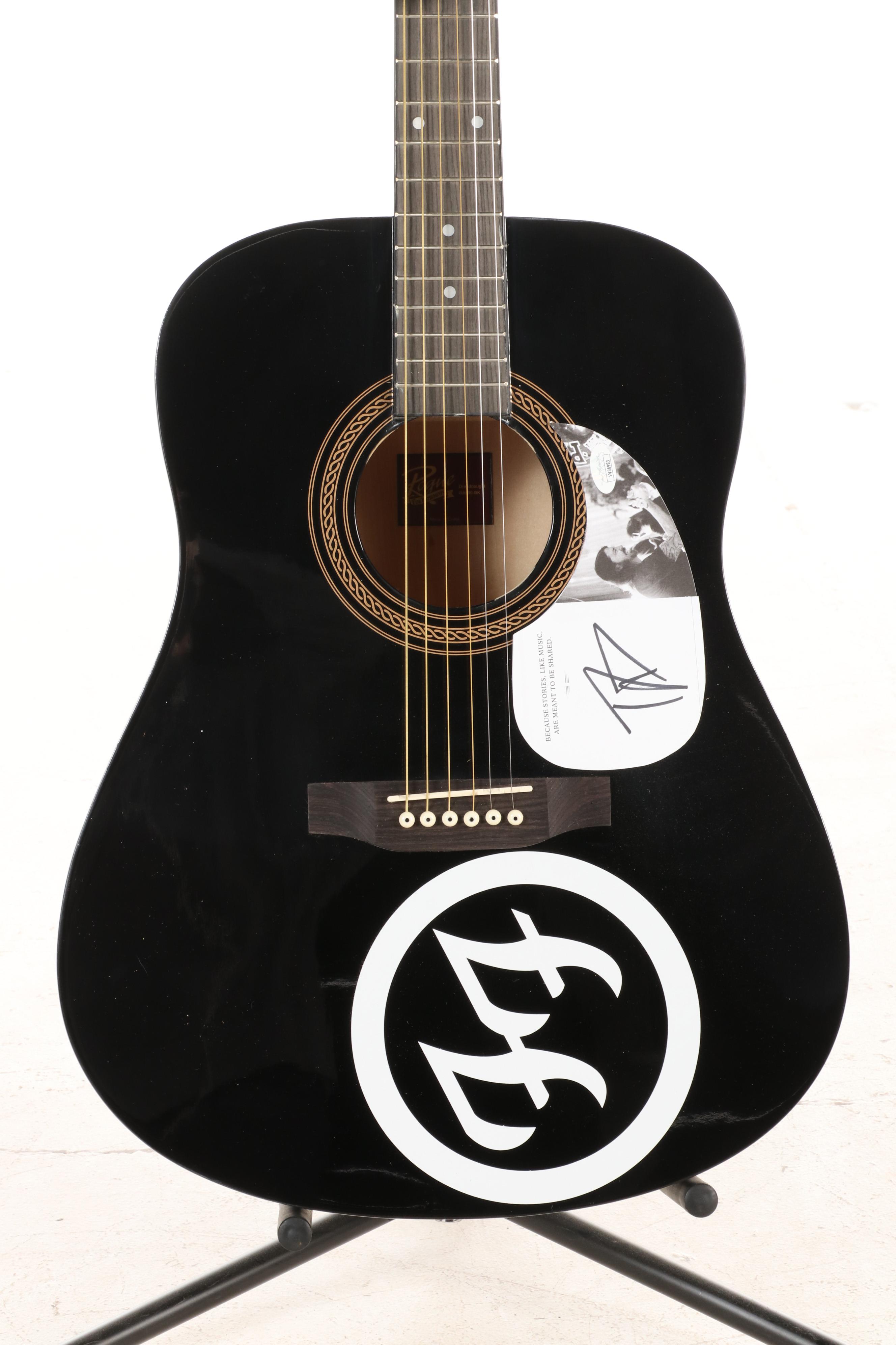 Dave Grohl Signed Pickguard with Rogue Dreadnought Acoustic Guitar