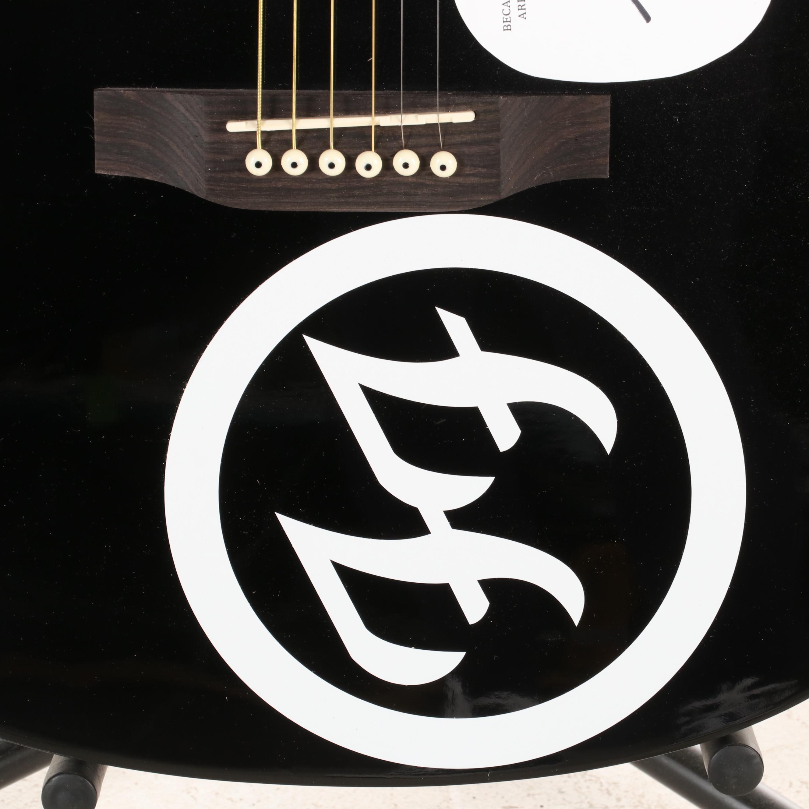 Dave Grohl Signed Pickguard with Rogue Dreadnought Acoustic Guitar