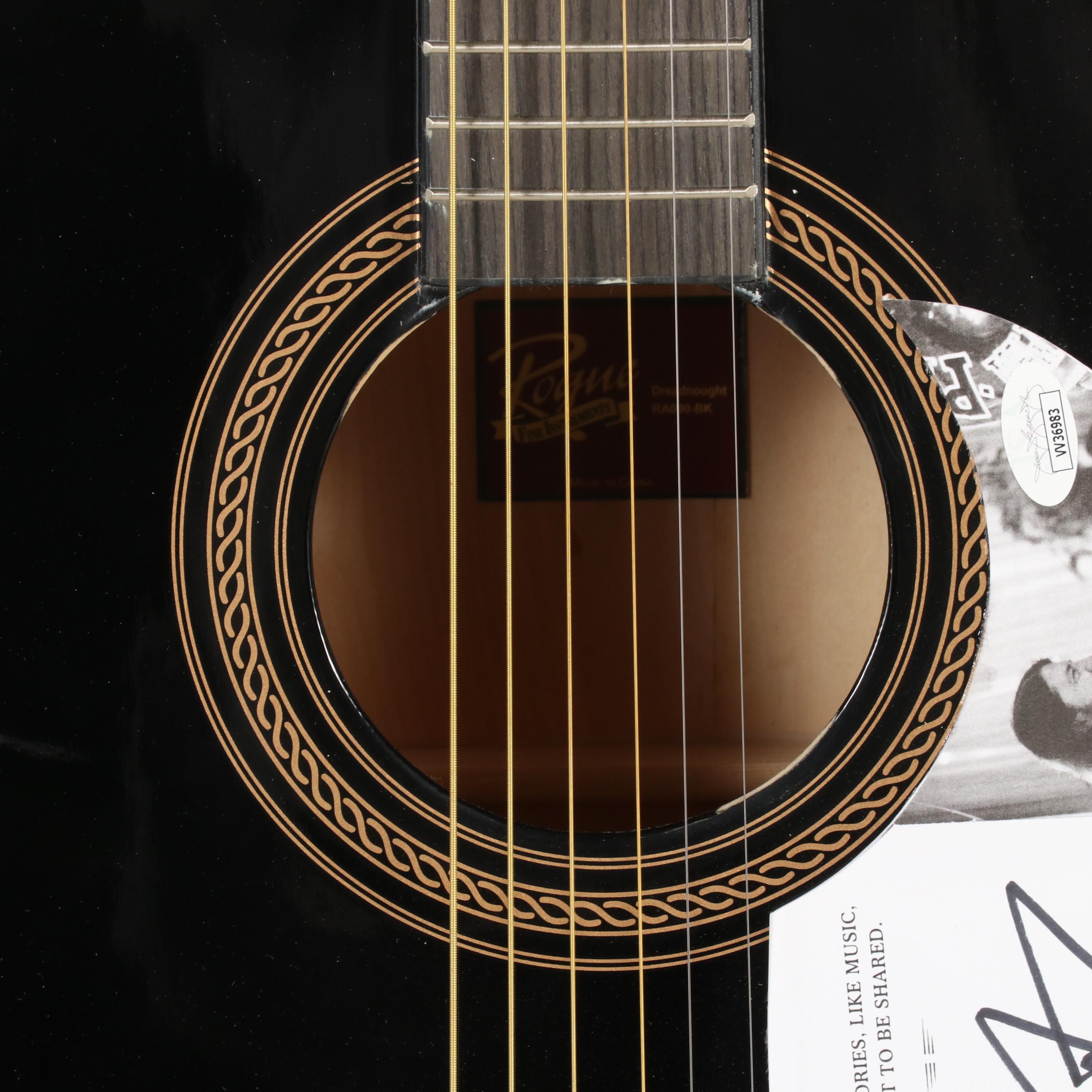 Dave Grohl Signed Pickguard with Rogue Dreadnought Acoustic Guitar
