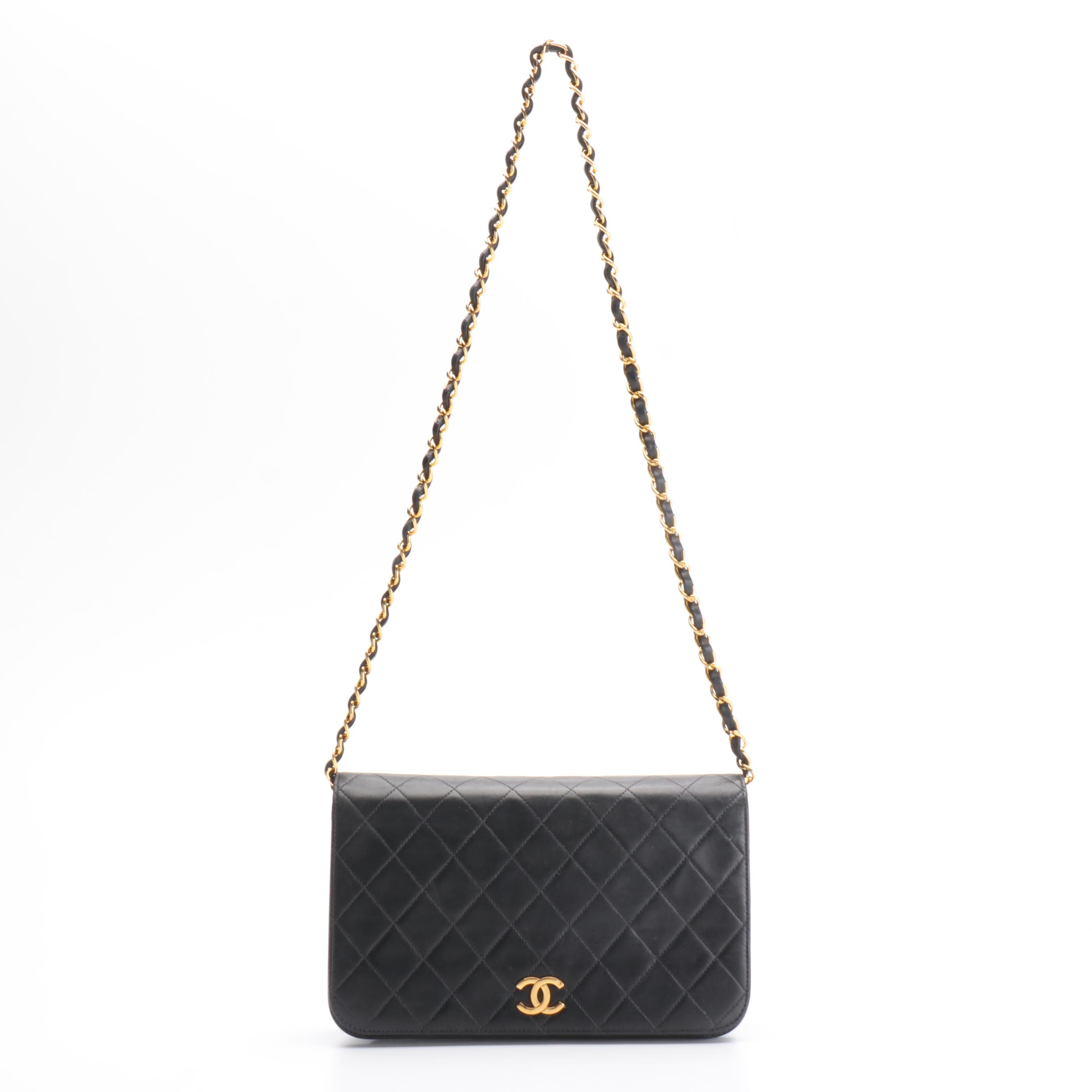 Chanel Small CC Flap Shoulder Bag in Black Quilted Lambskin Leather