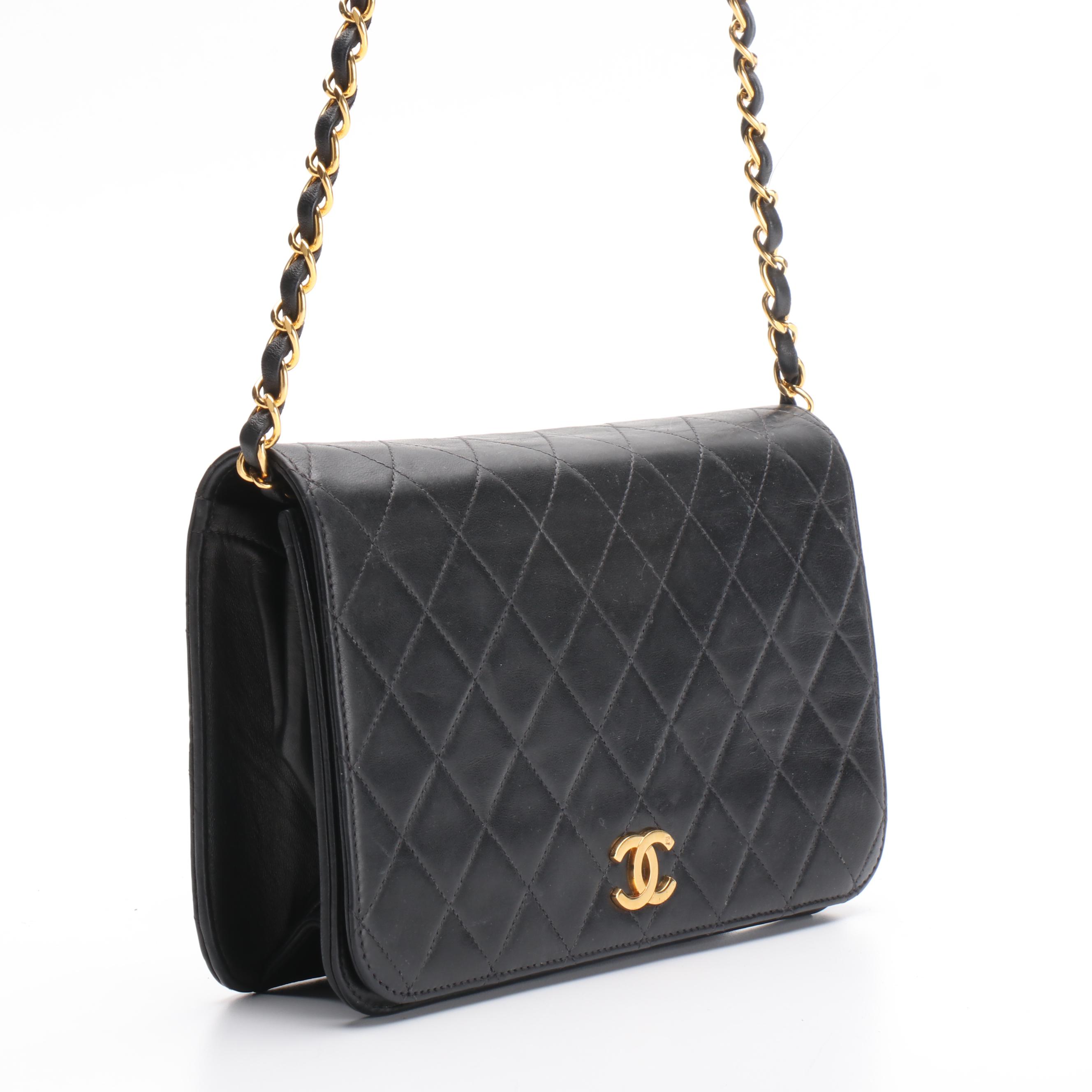 Chanel Small CC Flap Shoulder Bag in Black Quilted Lambskin Leather