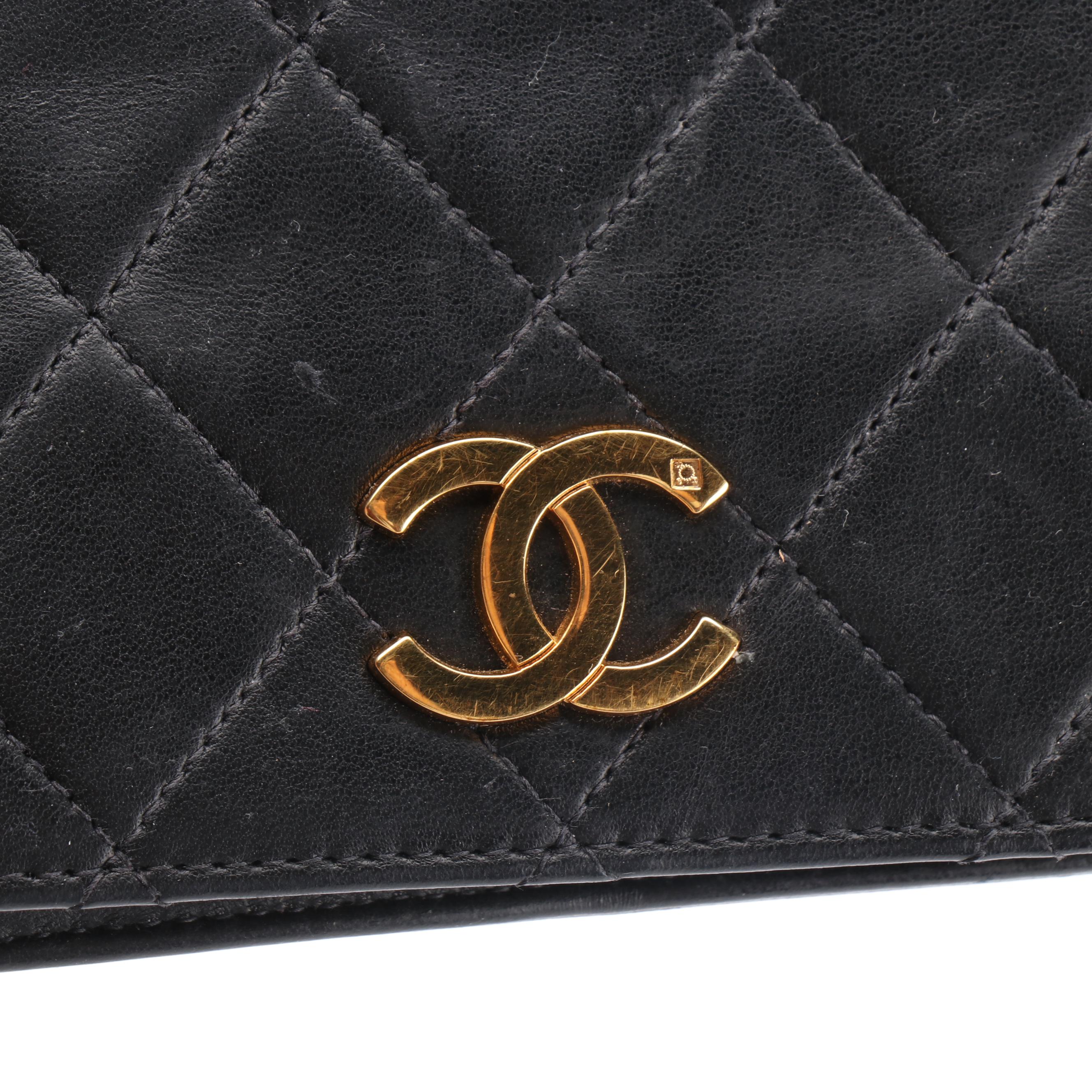 Chanel Small CC Flap Shoulder Bag in Black Quilted Lambskin Leather