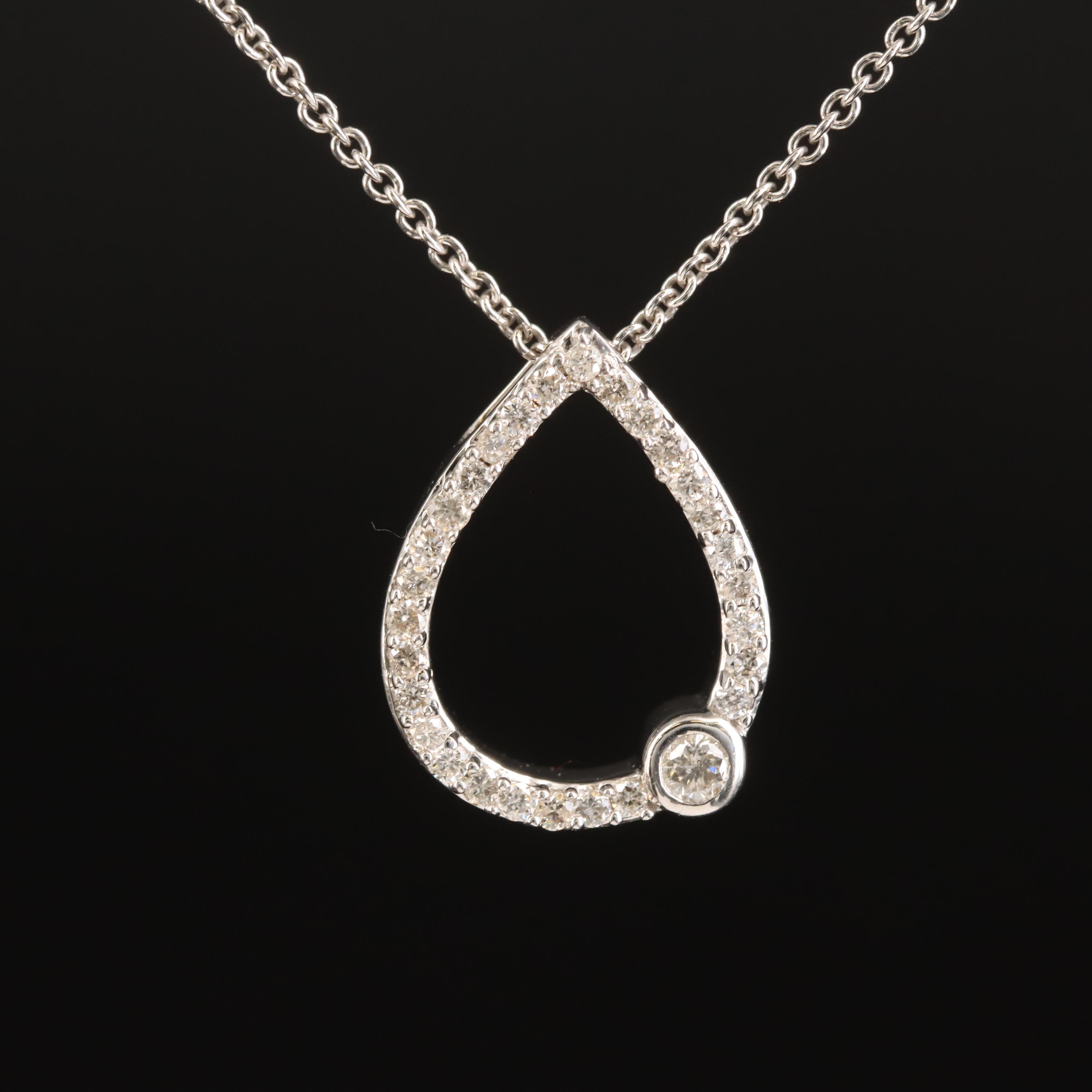 Sterling Diamond Teardrop Pendant Necklace