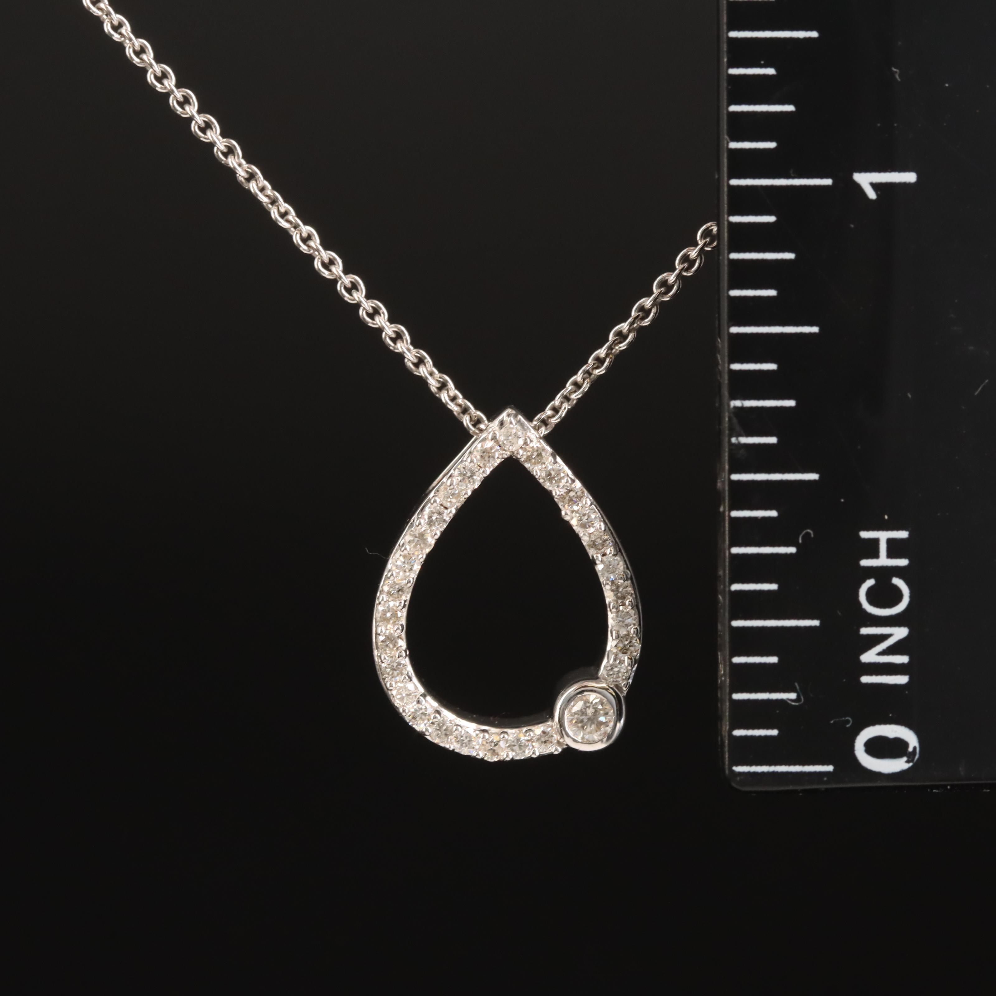 Sterling Diamond Teardrop Pendant Necklace