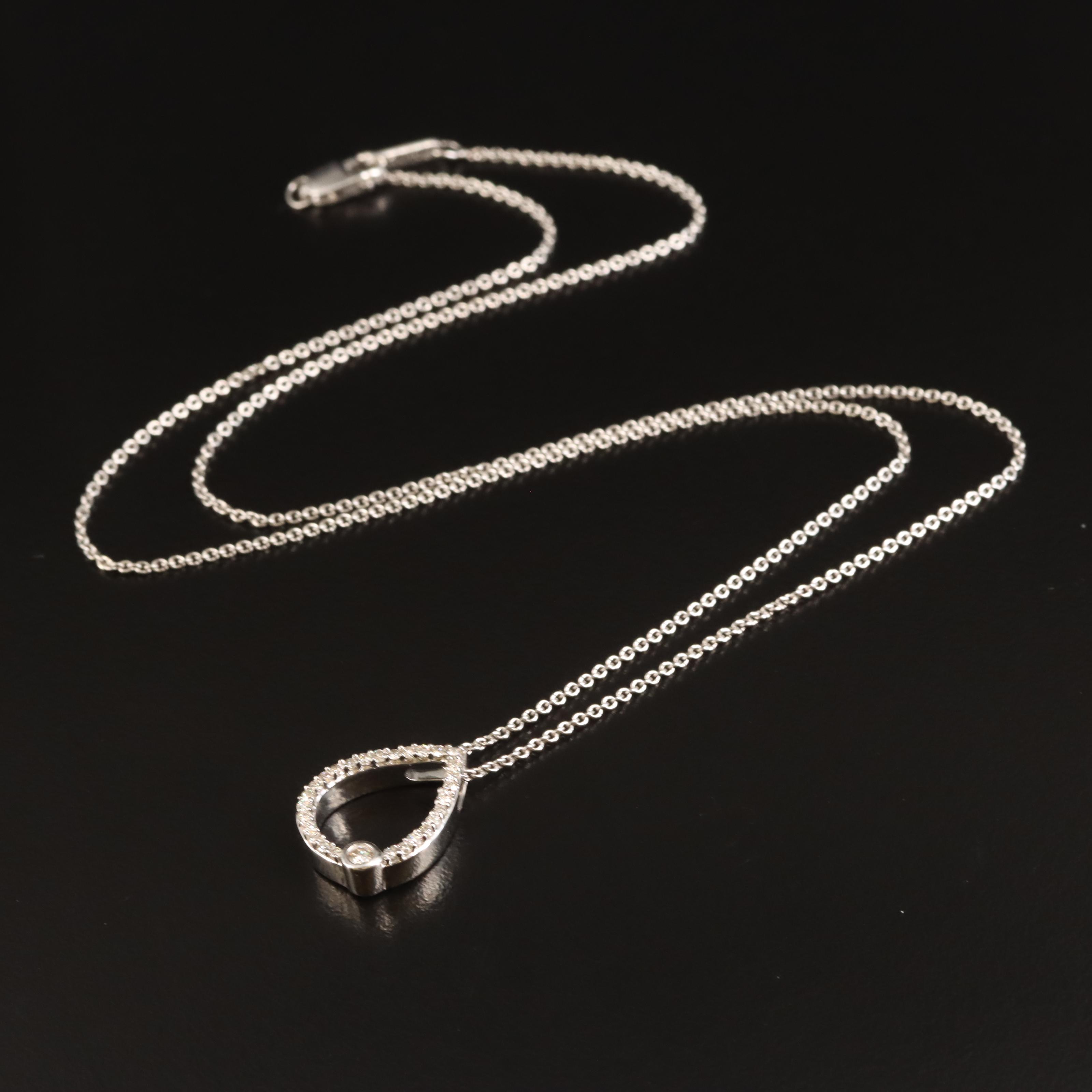 Sterling Diamond Teardrop Pendant Necklace