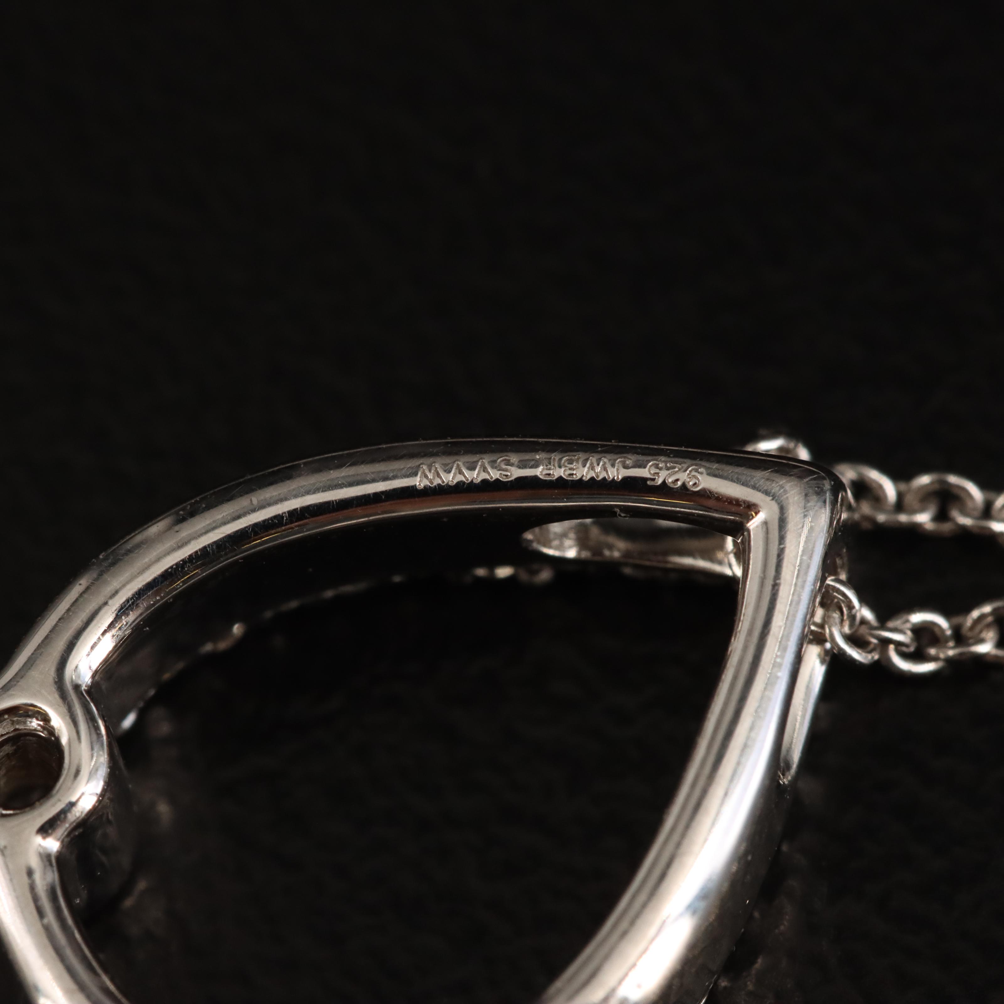 Sterling Diamond Teardrop Pendant Necklace