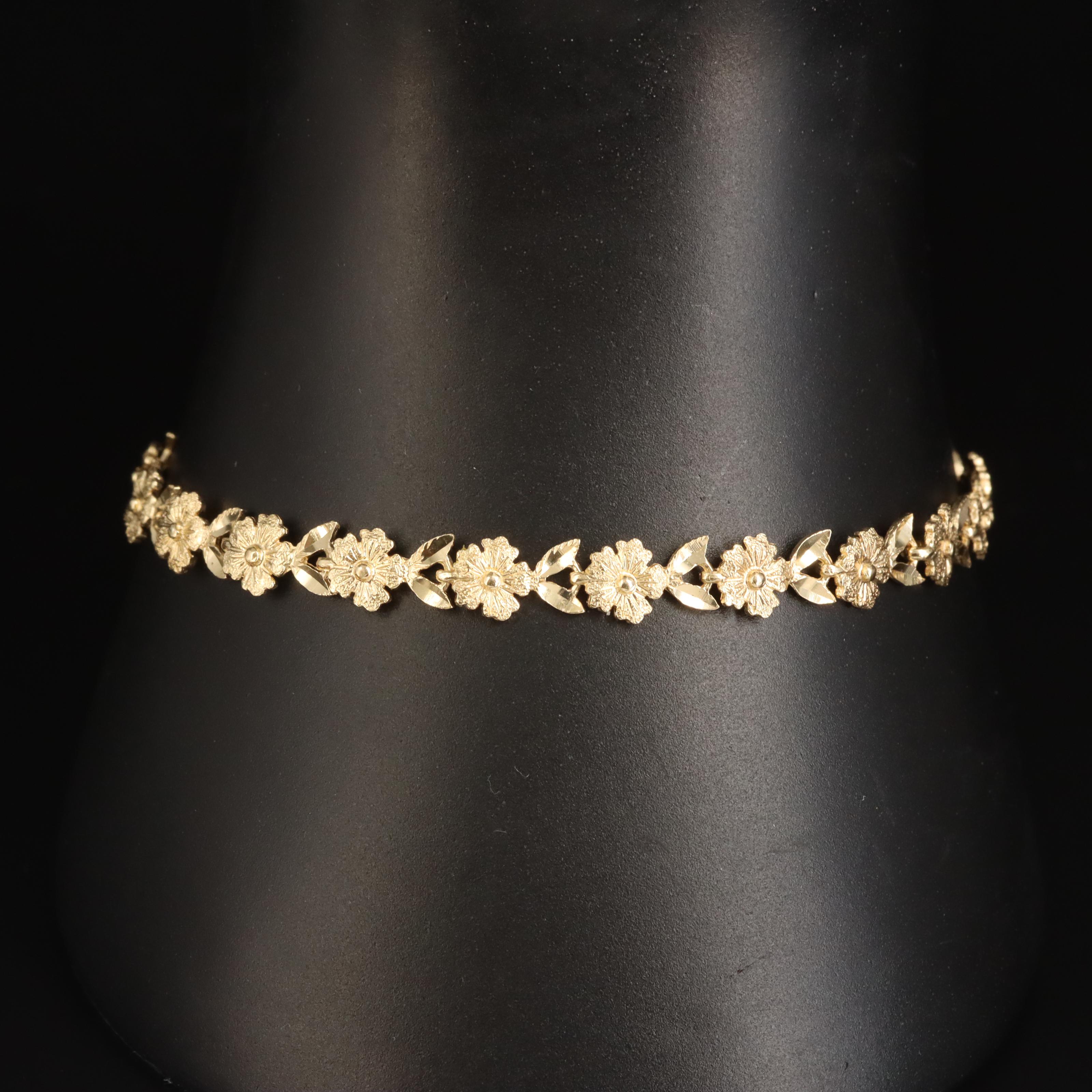 14K Flower Link Bracelet