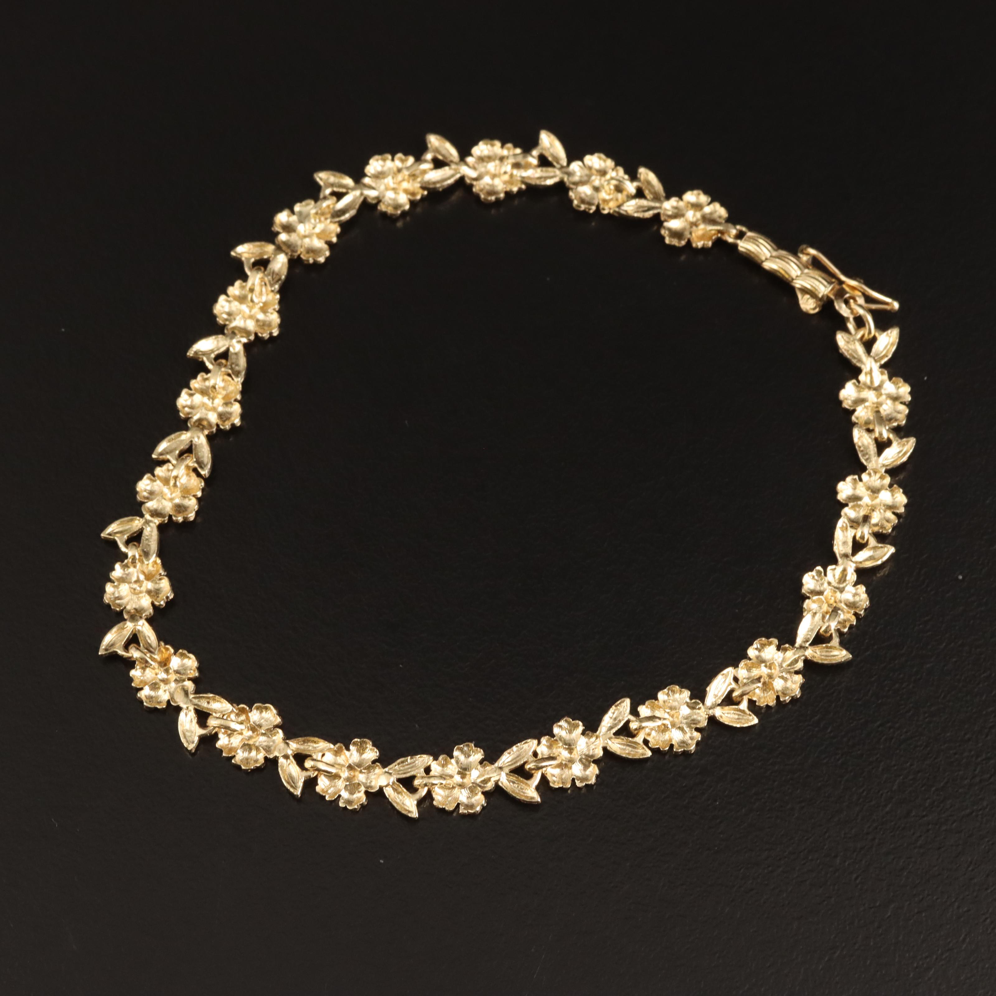 14K Flower Link Bracelet