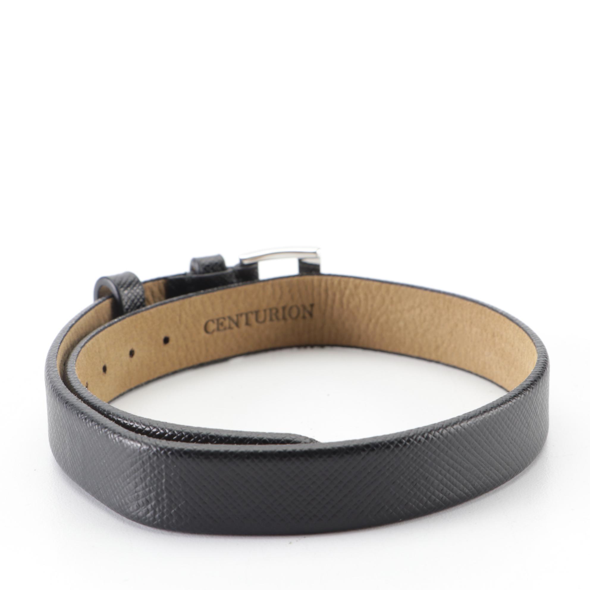 Prada x AmEx Centurion Wrap-Around Bracelet in Black Saffiano Leather with Box